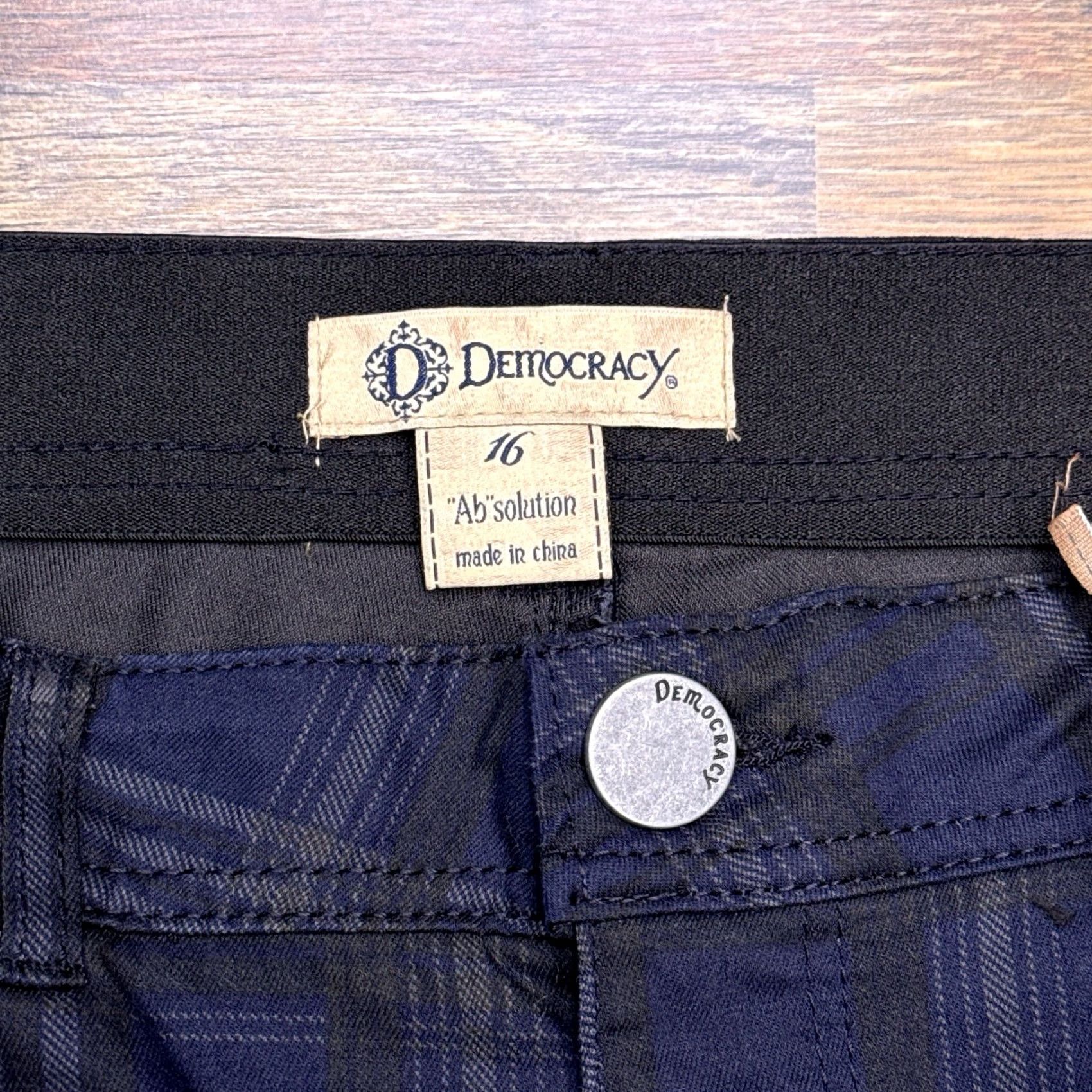 Vintage Democracy Jeans Womens 16 Blue Plaid Mid Rise Stretch Jegging Size 38" / US 16 / IT 52 - 6 Thumbnail