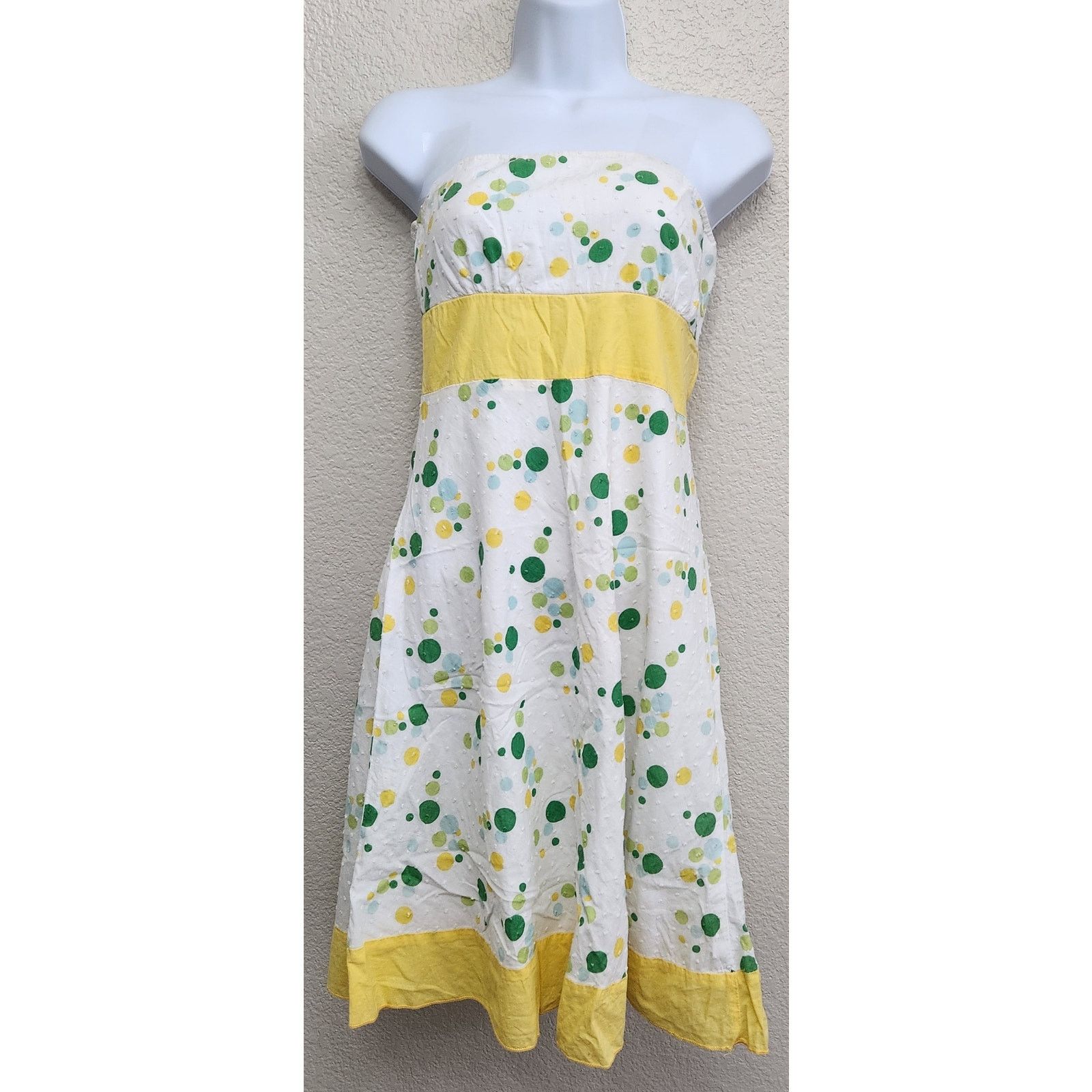 Other Bui Yah Kah White Yellow Polka Dot Strapless Mini Dress M Size M / US 6-8 / IT 42-44 - 1 Thumbnail