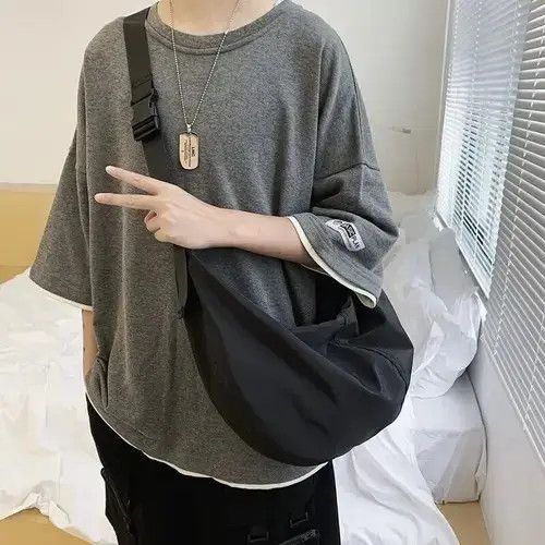 American Edition × Designer Bag Shoulder Nylon Roomy Bag Japanese Harajuku style Zipper Size ONE SIZE - 4 Thumbnail