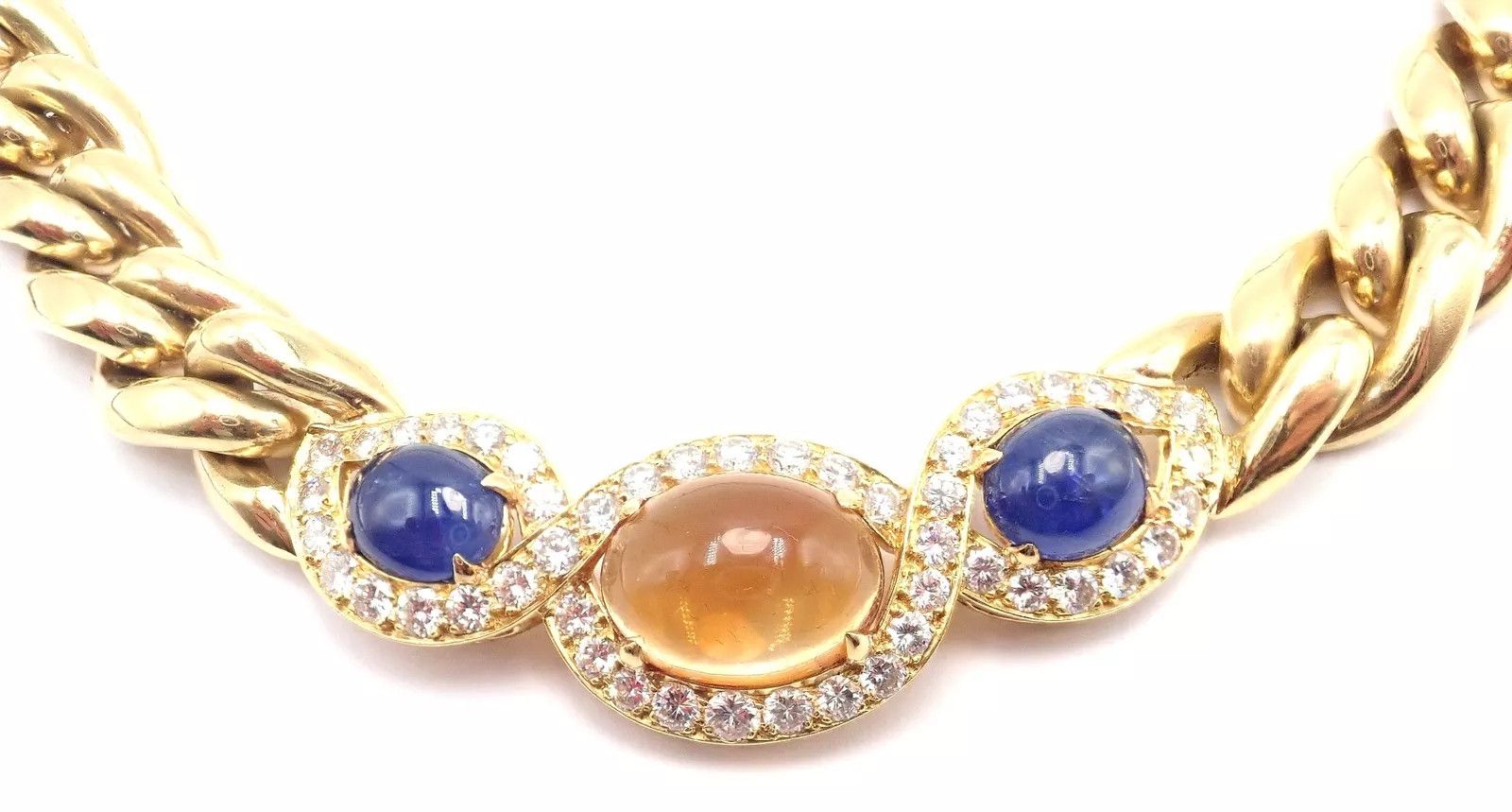 Other Bulgar 18k Gold Diamond Citrine Sapphire Link Necklace Paper Size ONE SIZE - 4 Thumbnail