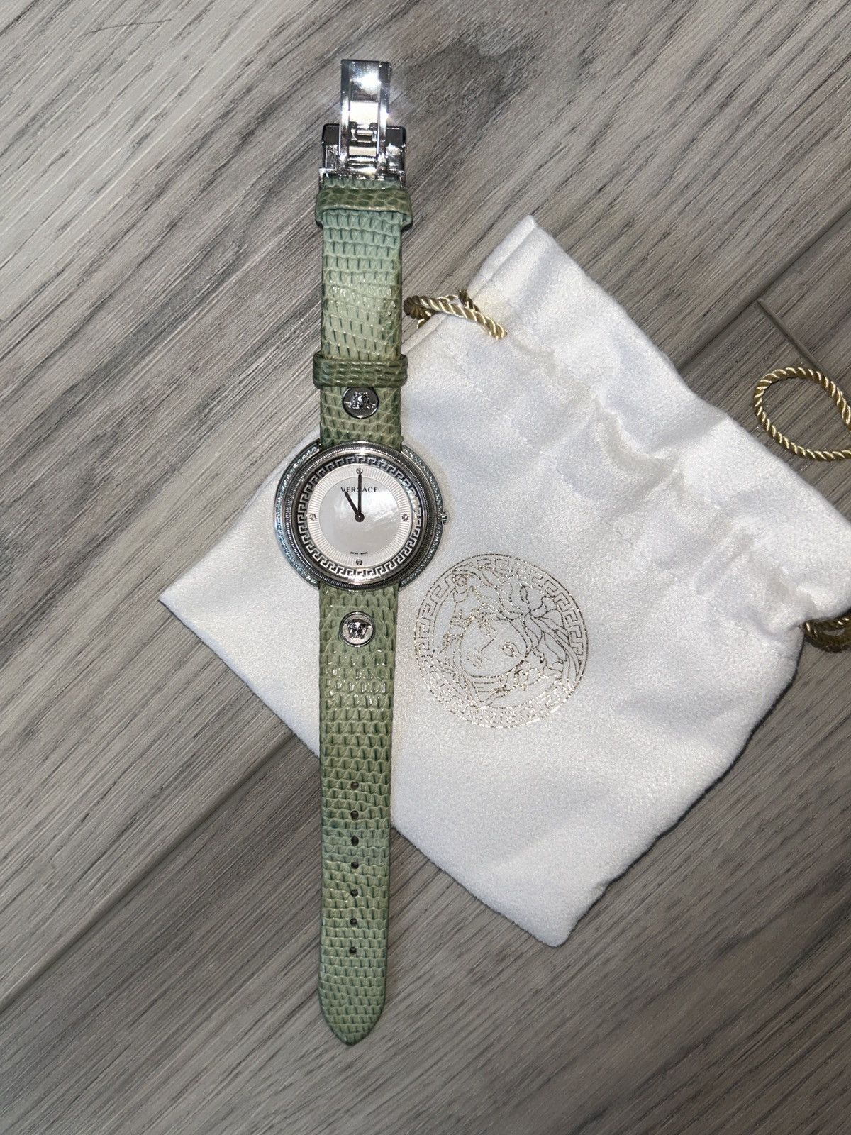 Versace Lizard Leather Mother of Pearl watch