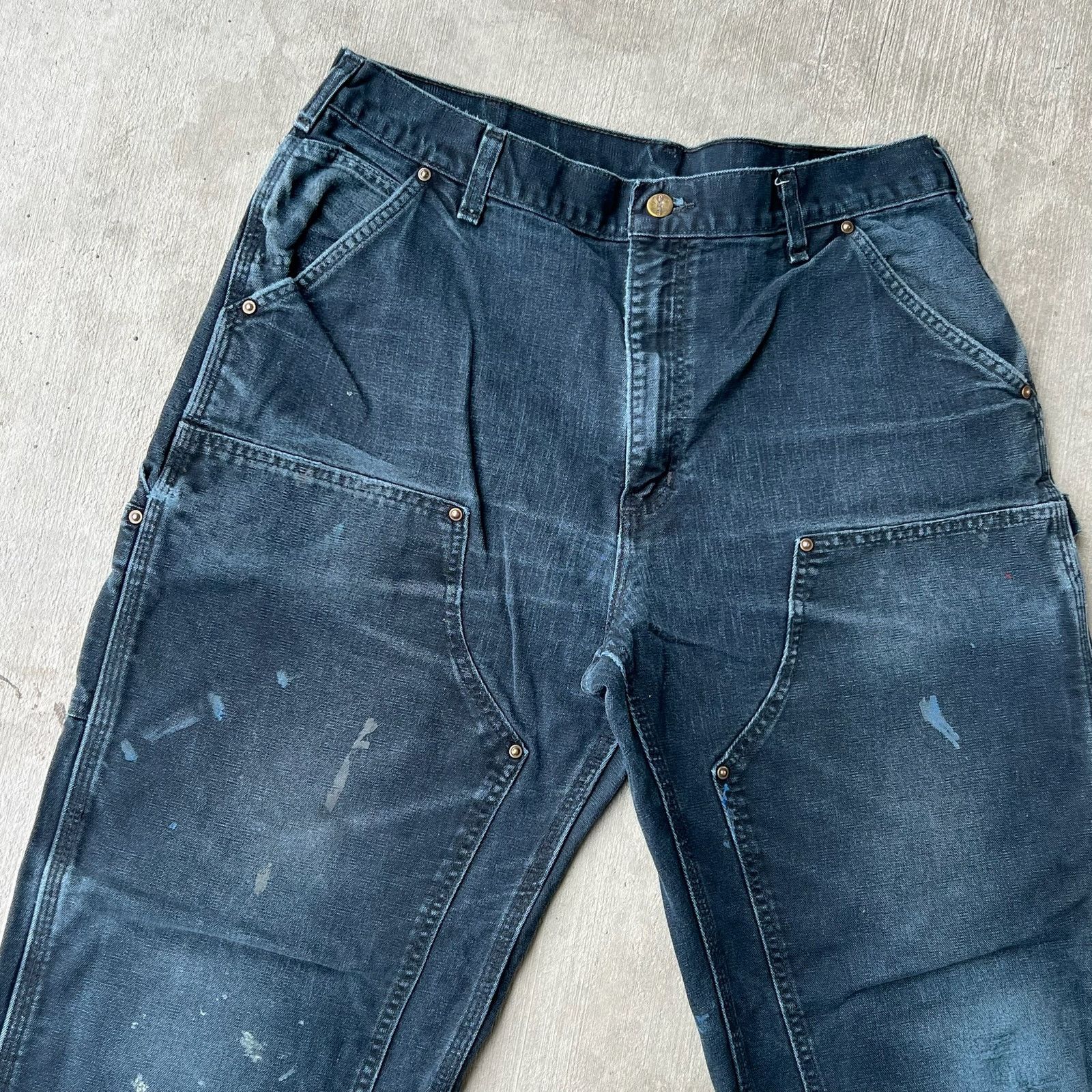 Carhartt × Vintage Carhartt faded black double knee work wear carpenter pants Size US 35 - 3 Thumbnail