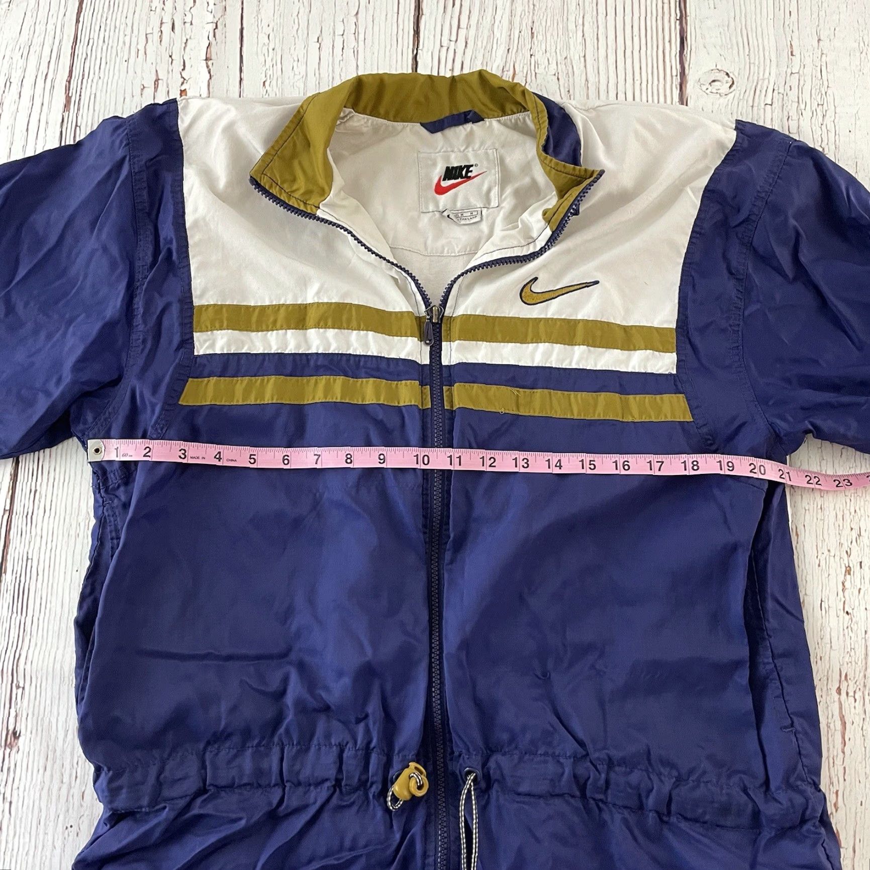Nike Nike Windbreaker Jacket Women M White Blue Gold Full Zip Lined Nylon VTG Track Windbreaker Size M / US 6-8 / IT 42-44 - 5 Thumbnail