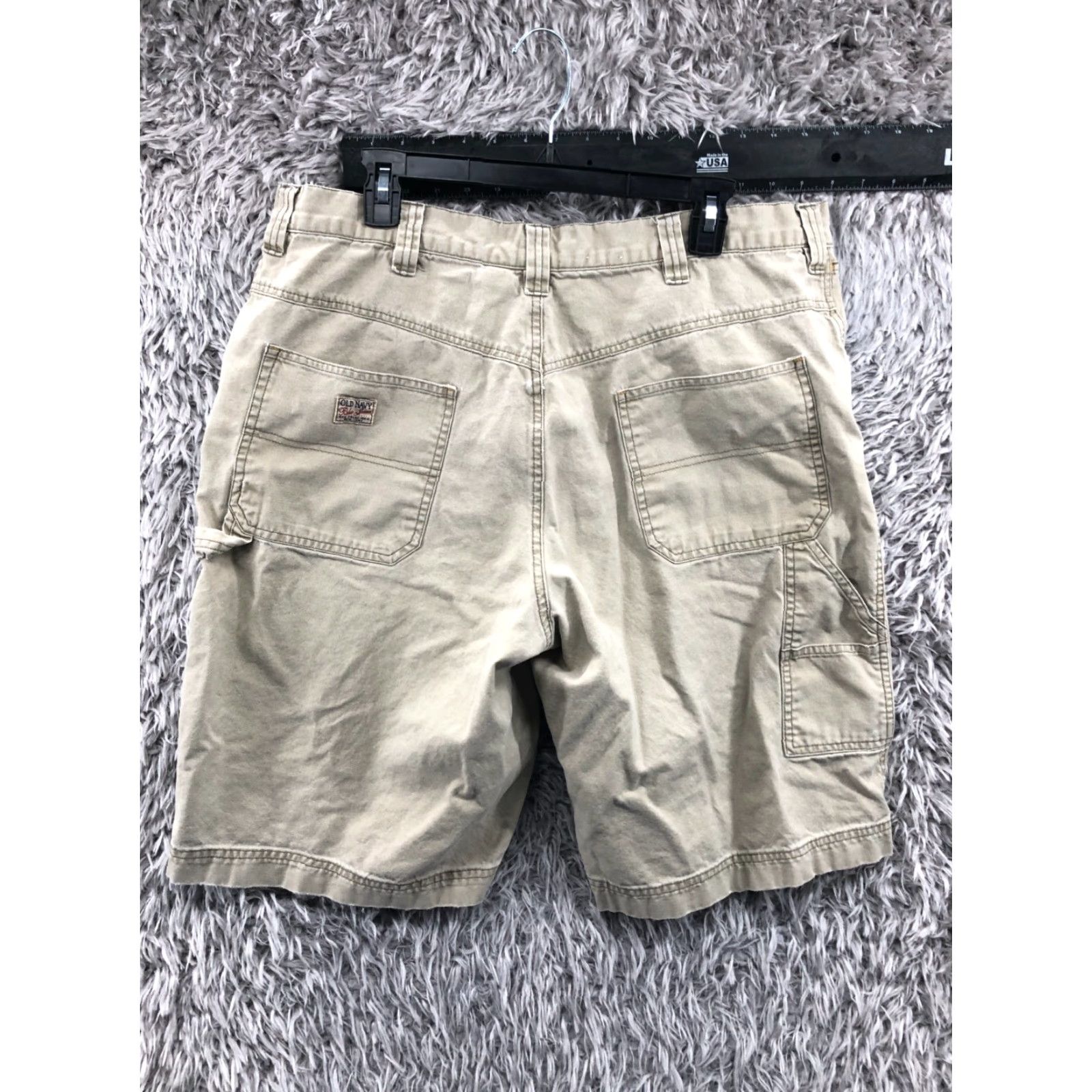 Old Navy Old Navy Canvas Carpenter Shorts Mens Size 38 Mid Rise Medium Wash Beige Size US 38 / EU 54 - 4 Thumbnail