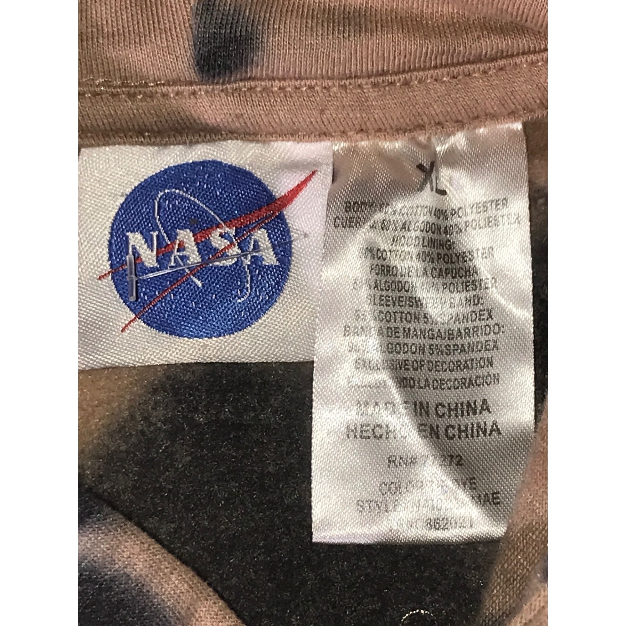 NASA NASA Unisex Tan & Black Tie-Dye Exploration NASA Logo Hoodie Size US XL / EU 56 / 4 - 3 Thumbnail