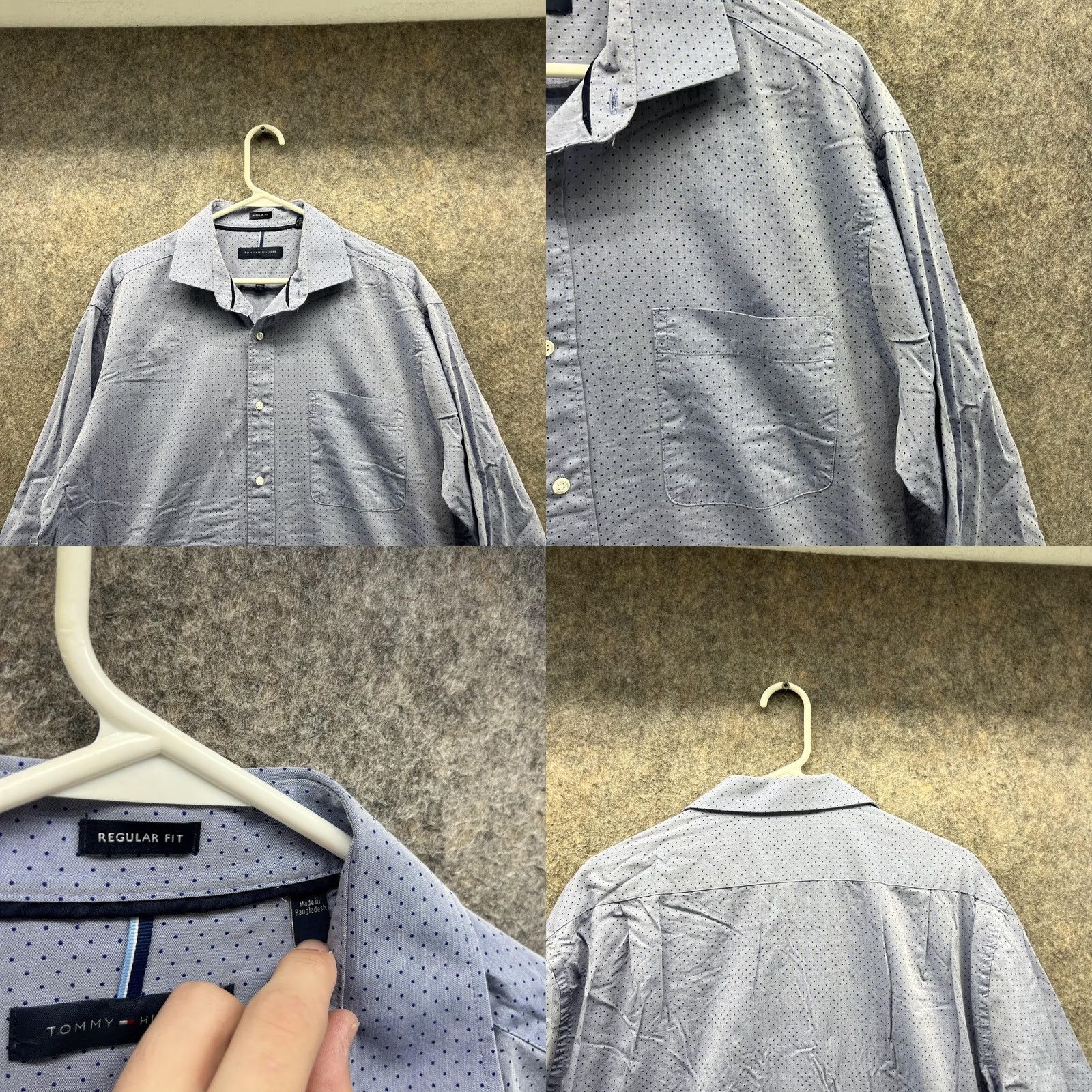 Tommy Hilfiger Tommy Hilfiger Shirt Men Large Blue Casual Button Down Preppy Regular Dots Vtg Size US L / EU 52-54 / 3 - 8 Thumbnail