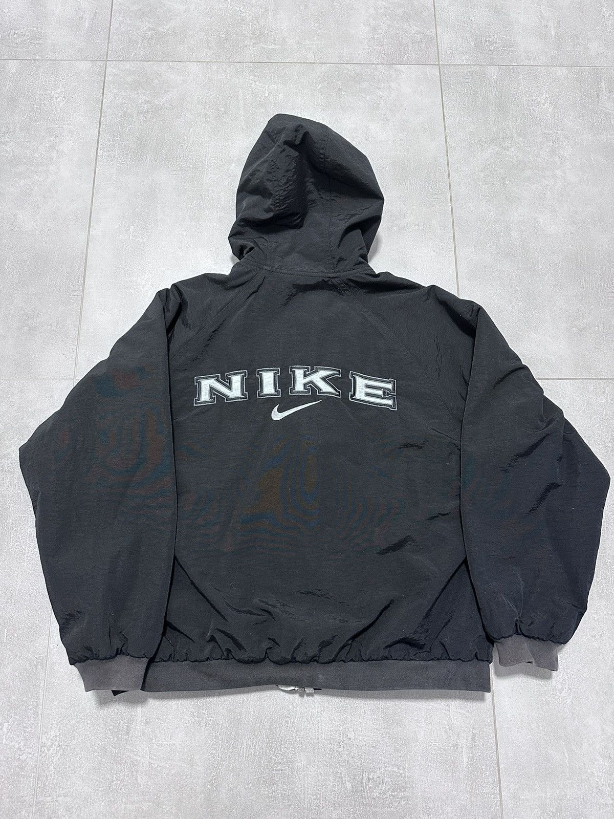 Nike × Vintage Vintage Nike Women’s Jacket Hooded 2in1 Black Grey Swoosh Size M / US 6-8 / IT 42-44 - 1 Thumbnail