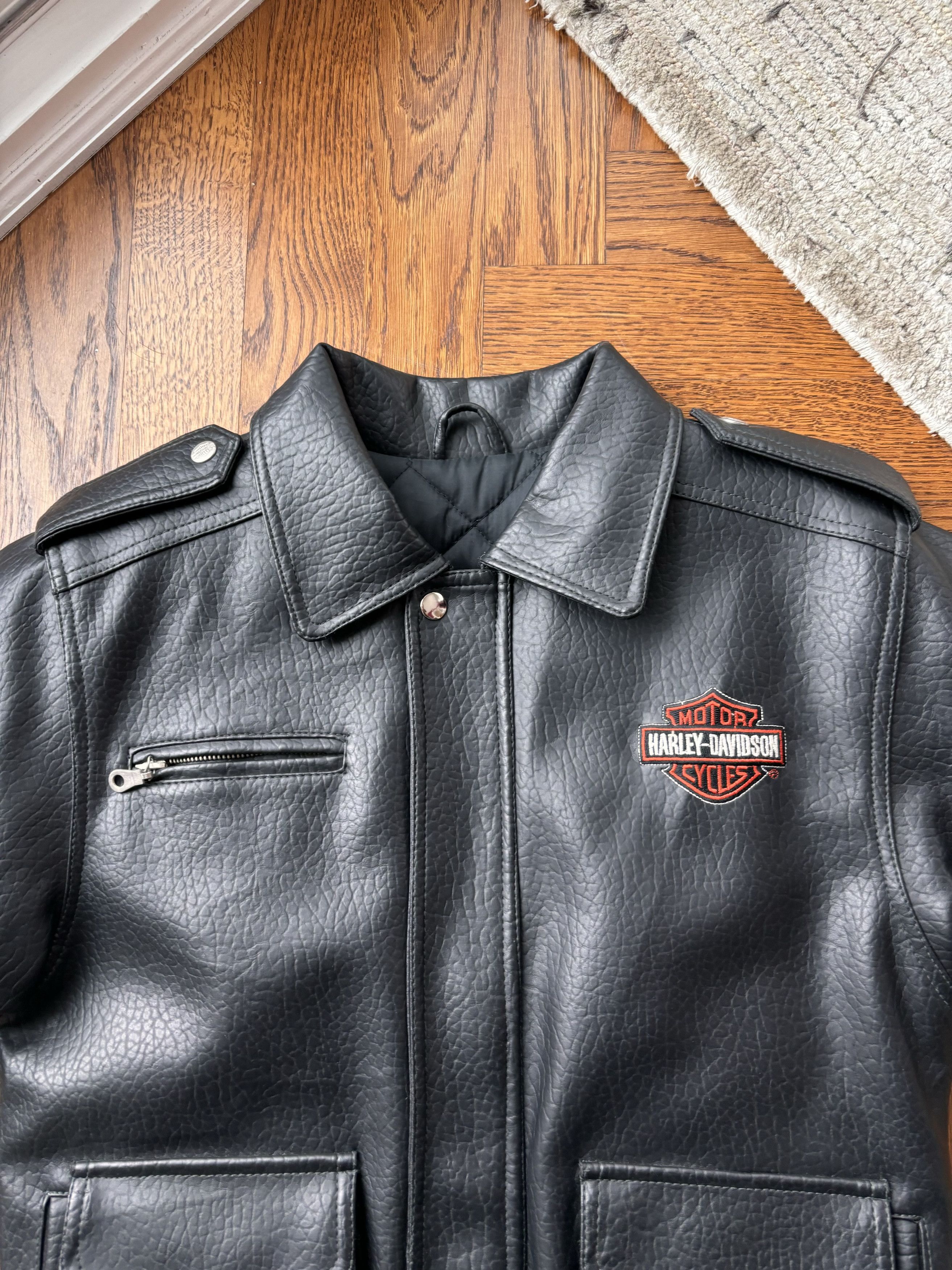 Harley Davidson × Vintage Y2K Baby Harley Davidson Vegan Leather Jacket Moto Crop Tiny Size XXS / US 00 / IT 34 - 11 Thumbnail