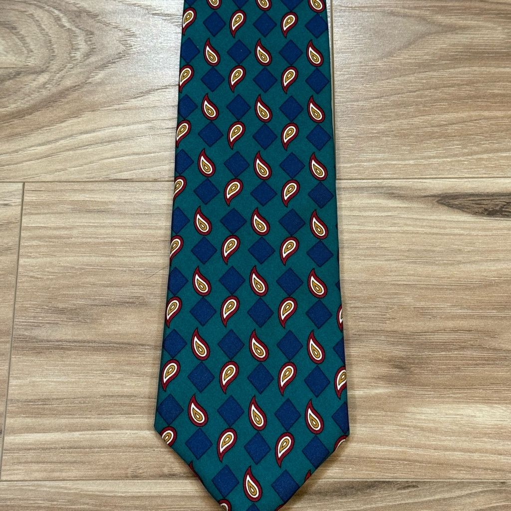 Brooks Brothers Brooks Brothers Makers Teal Paisley Silk Tie 3.75” USA Size 26 - 1 Thumbnail