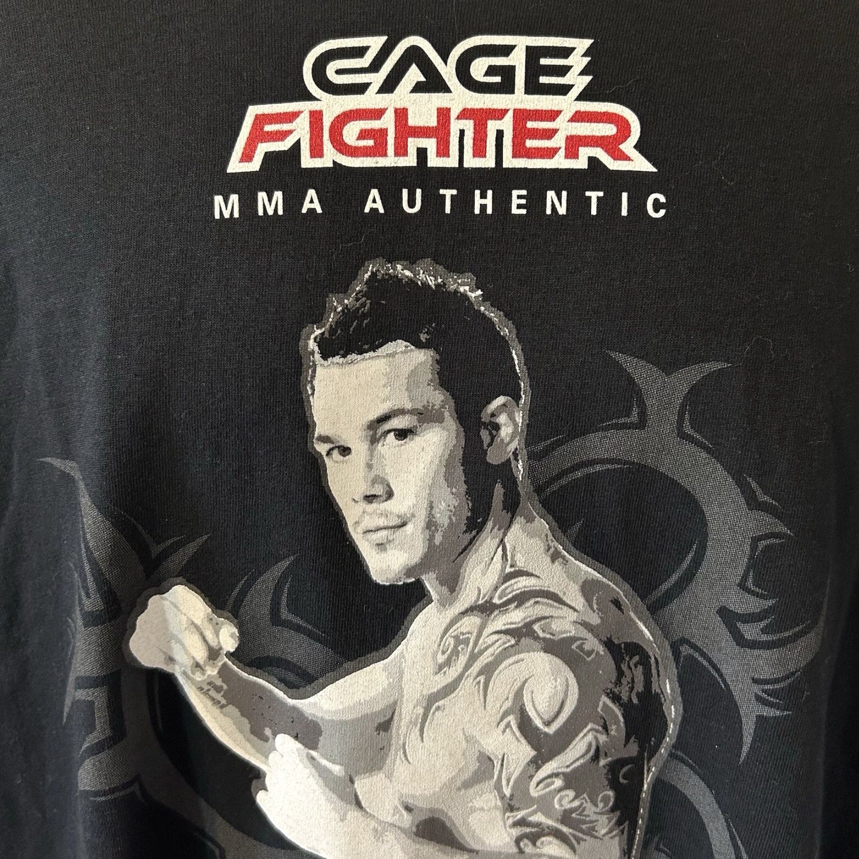 Vintage MMA ShirtMens Black Roger Huerta Short Sleeve Crew Neck Graphic Print Authentic Cage Fighter Size US L / EU 52-54 / 3 - 4 Thumbnail