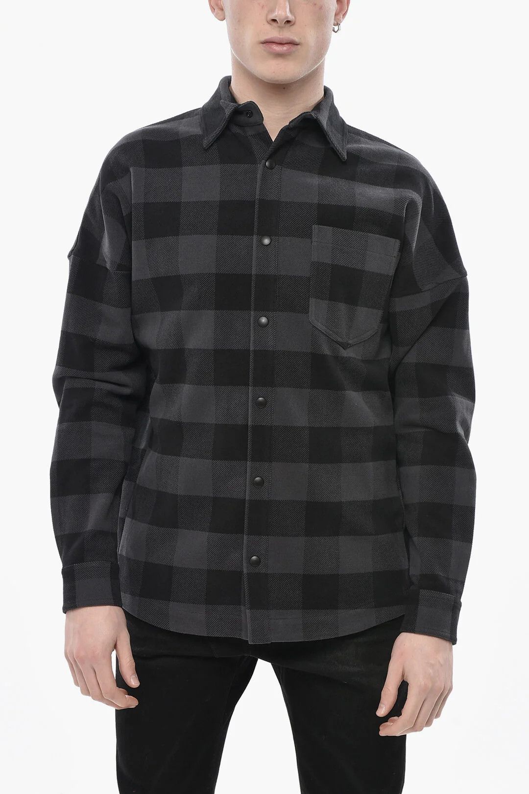 Palm Angels og1mm0326 Cotton Flannel Overshirt in Grey Size US XS / EU 42 / 0 - 1 Thumbnail