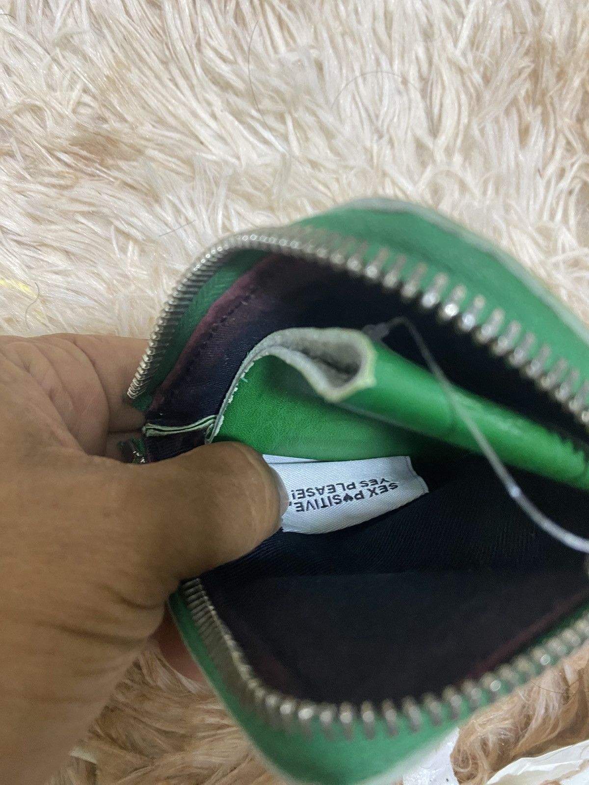 Carne Bollente Carne Bollente Green Leather Zip Wallet / Coin Pouch “ Size ONE SIZE - 6 Thumbnail