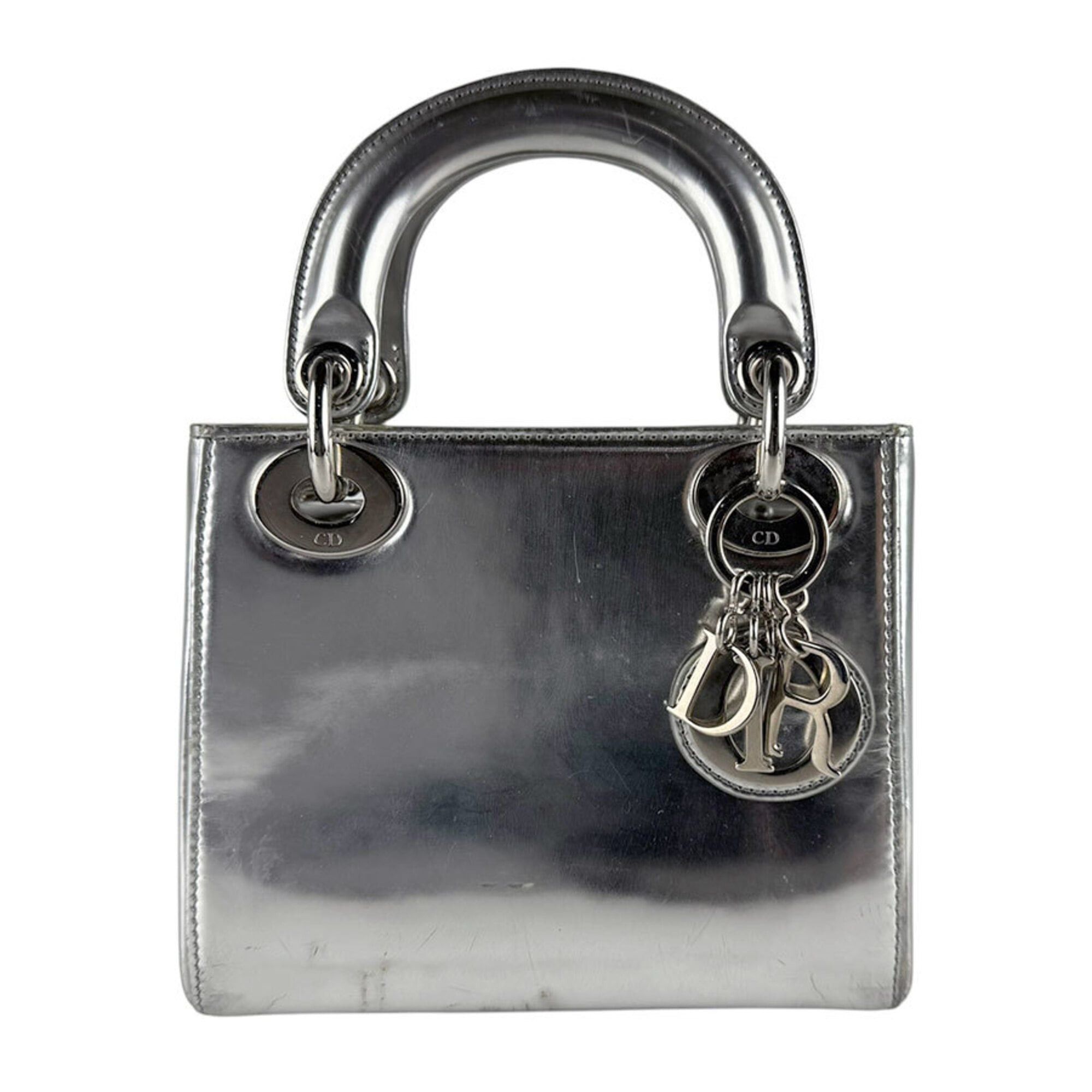 Dior Christian Dior Lady handbag/shoulder bag, leather, silver, women's, z9602 Size ONE SIZE - 1 Thumbnail
