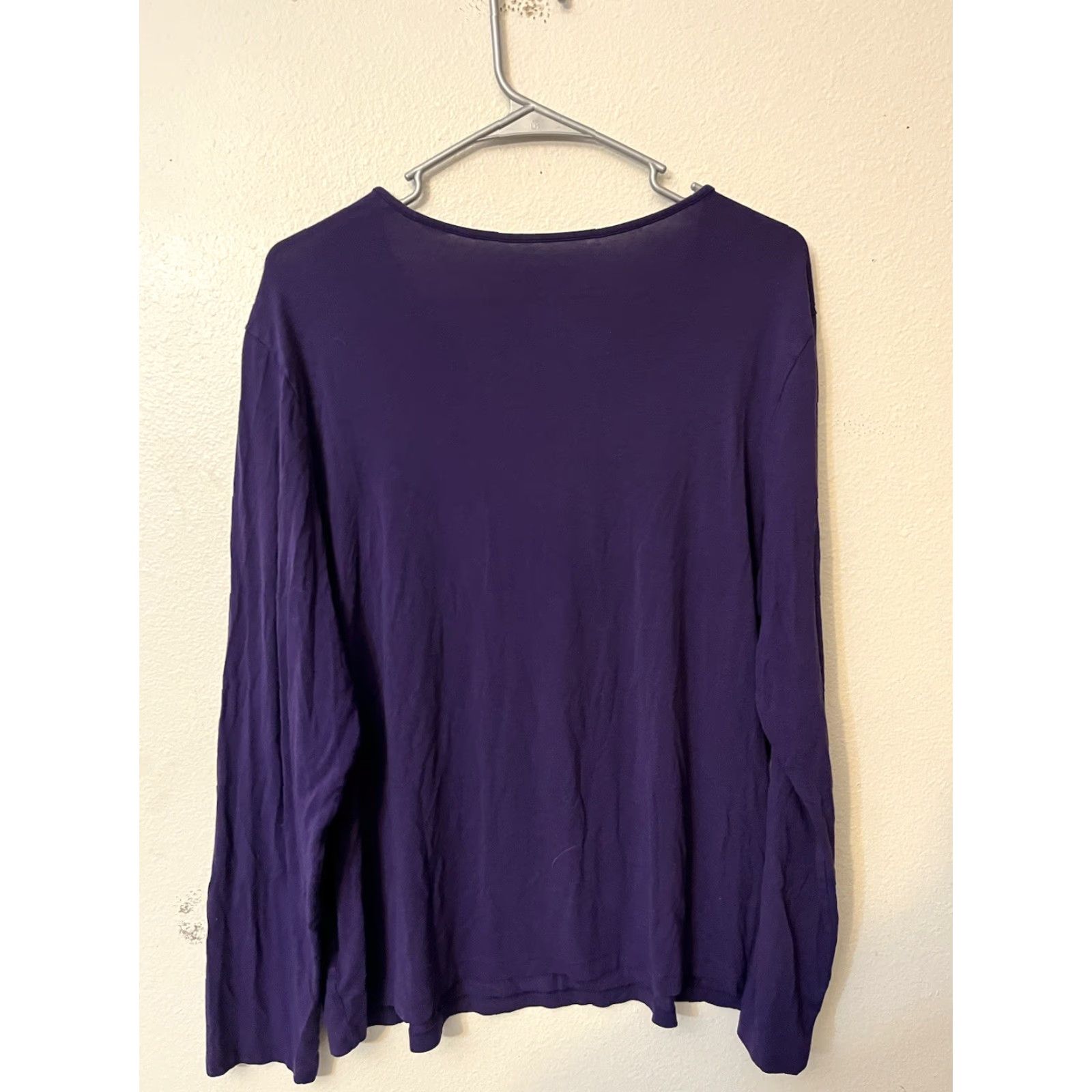 Vintage Chicos Sweater Womens 3 US Purple Solid Knit Long Sleeve Pullover Casual Travel Fall Winter Spring Knit Shirt Womens Pullover 3 Purple Size XS / US 0-2 / IT 36-38 - 3 Thumbnail