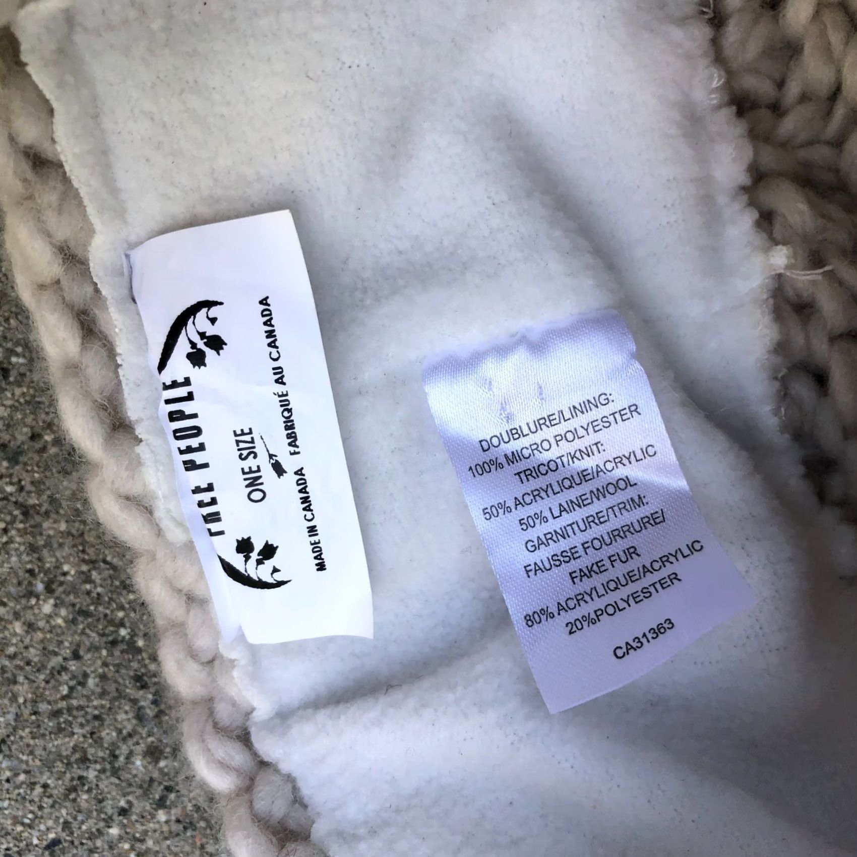 Free People VINTAGE FREE PEOPLE Pom Beanie Hat Women's One Size Wool Blend Cap Beige Fleece Lined Size ONE SIZE - 6 Thumbnail
