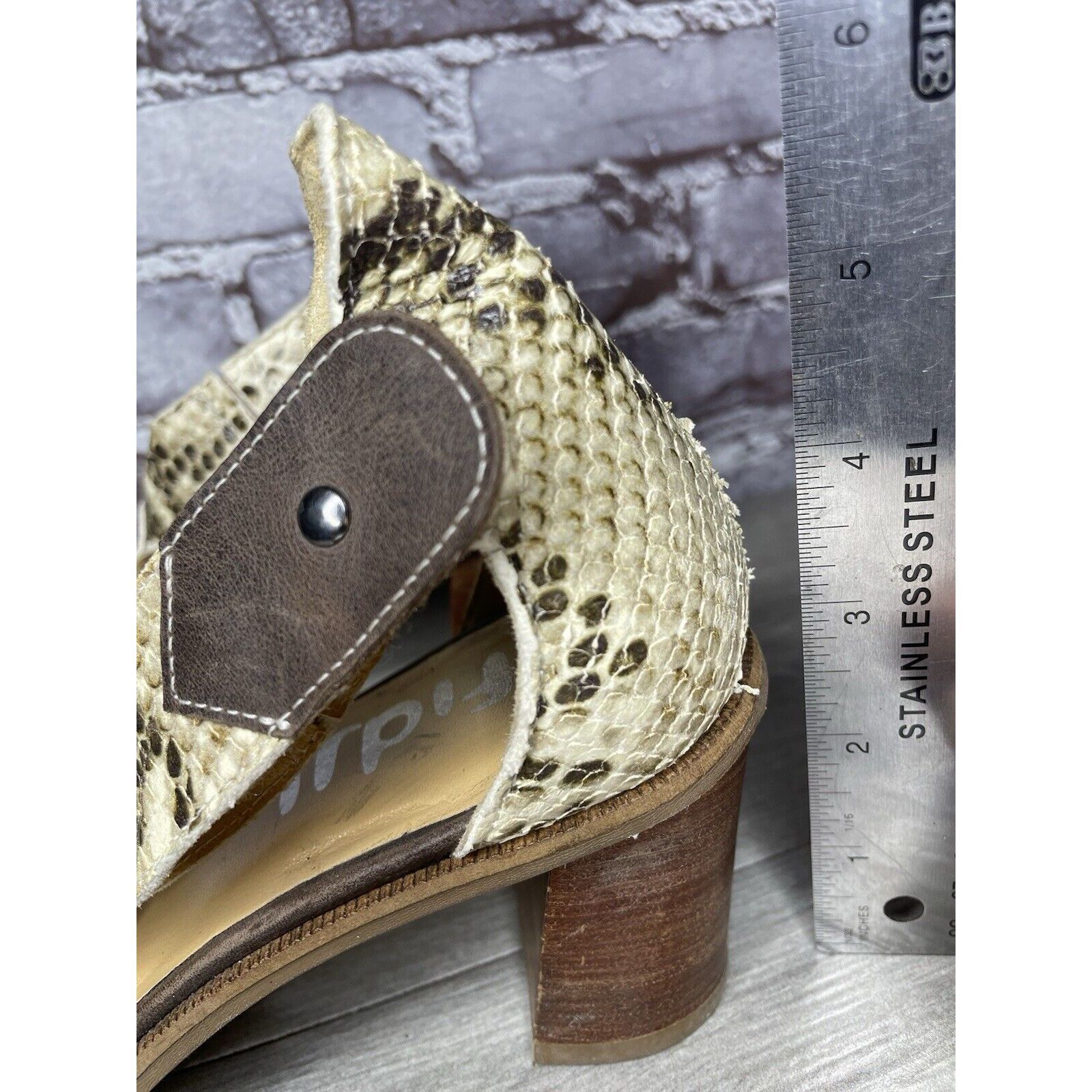 Fiji Fidji Ivory Leather Snake Skin Anke Strap Print Brown Heel S Size US 8 / IT 38 - 11 Thumbnail