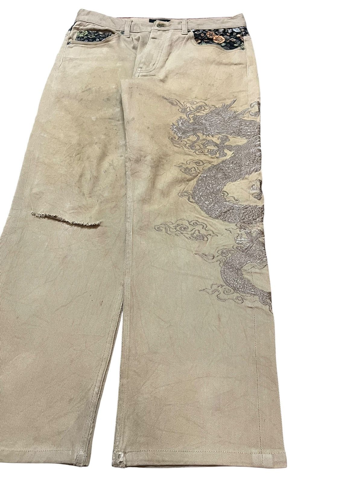 Yasuyuki Ishii Vintage Japanese Brand Dragon Embroidery Sukajan Style Denim Size US 31 - 7 Thumbnail