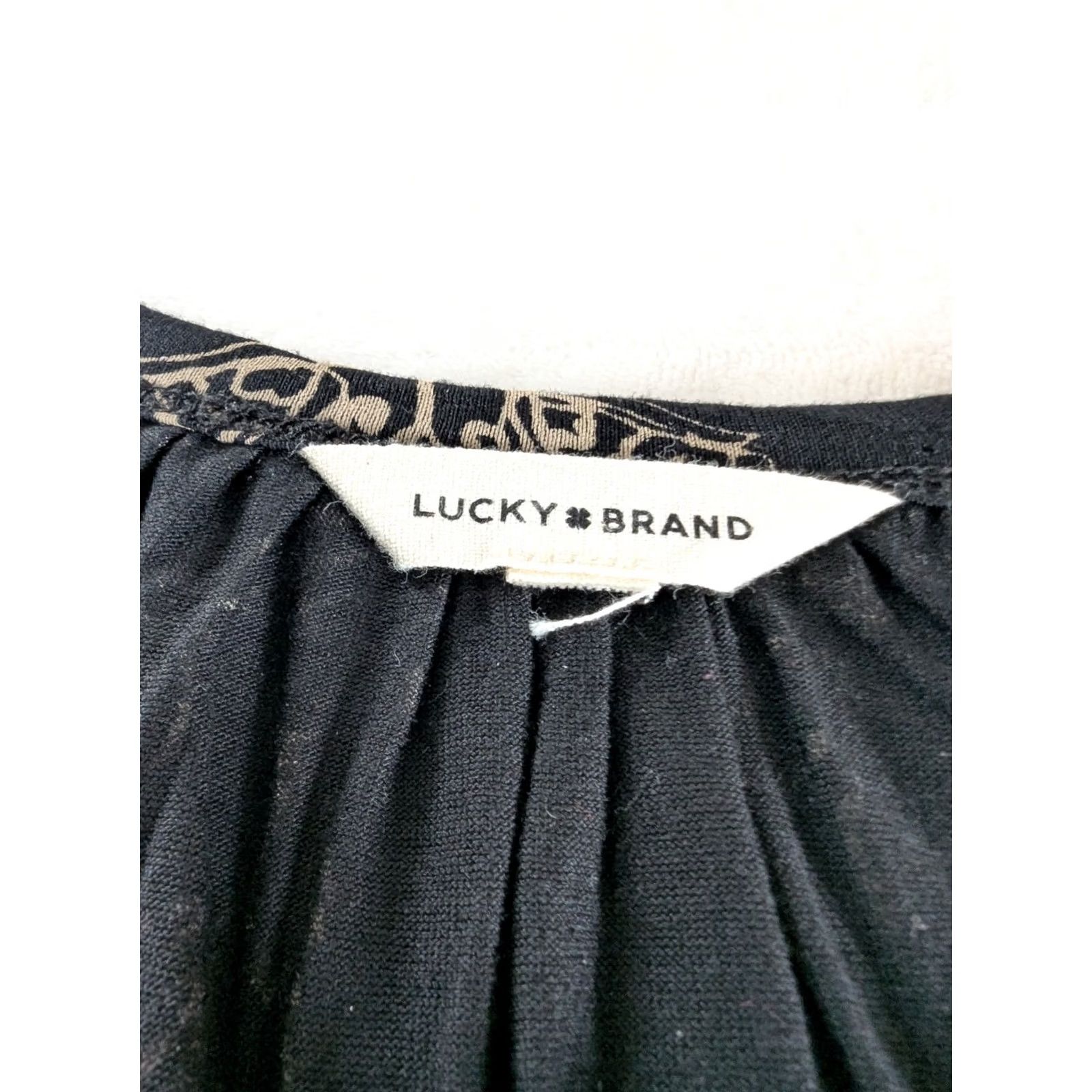 Lucky Brand Lucky Brand Blouse 3/4 Sleeve Women's Size 1X Black Floral Peasant Viscose Button Bodice Casual Sleeve Boho White? Size XL / US 12-14 / IT 48-50 - 3 Thumbnail