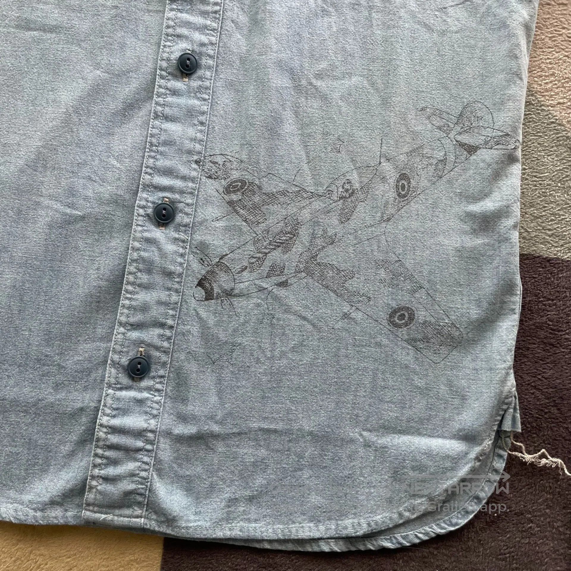 RRL Ralph Lauren RRL Military Fighter Jet Print Short Sleeve. Size US XS / EU 42 / 0 - 2 Thumbnail