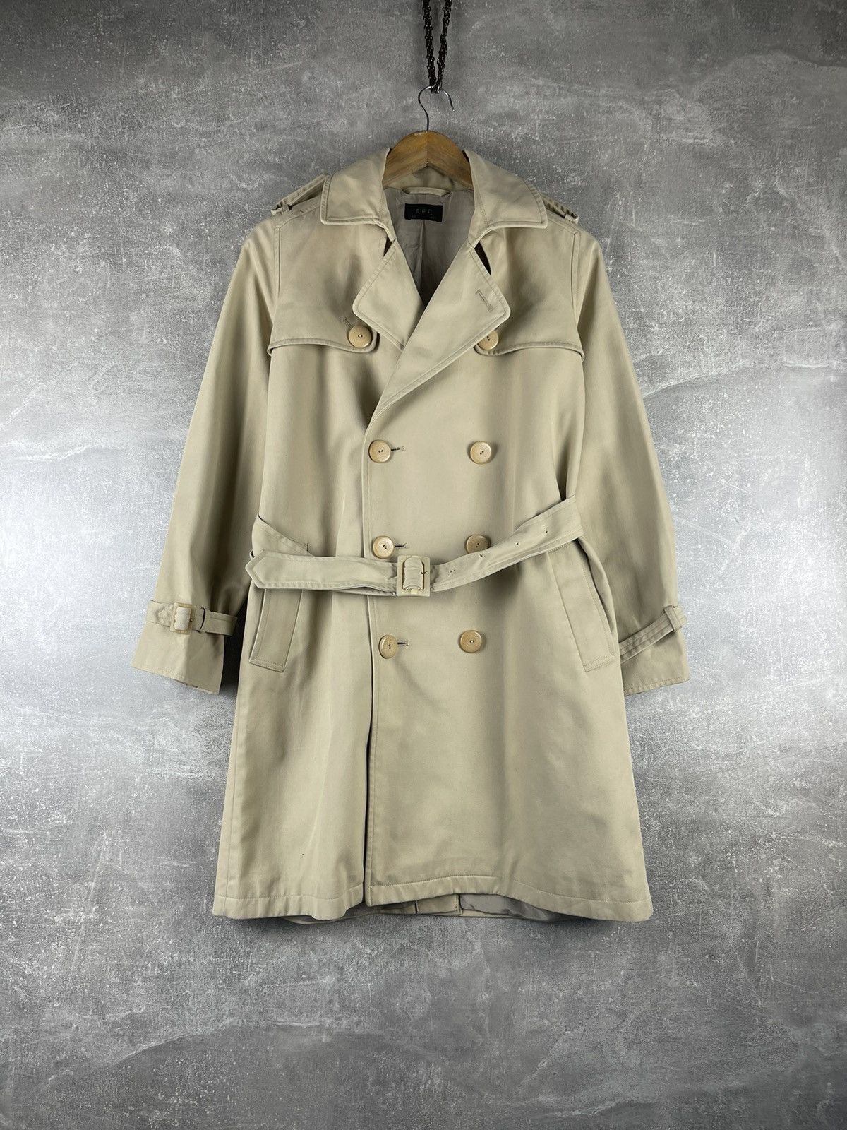 A.P.C. A.P.C. Classic Cotton Trench Coat Beige Double Breasted Size S / US 4 / IT 40 - 1 Thumbnail