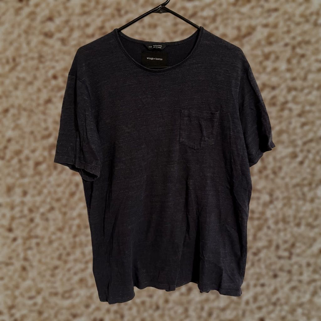 Vintage Wings + Horns Canada T-Shirt Men's Large Dark Gray Pocket S/S Size US L / EU 52-54 / 3 - 1 Thumbnail