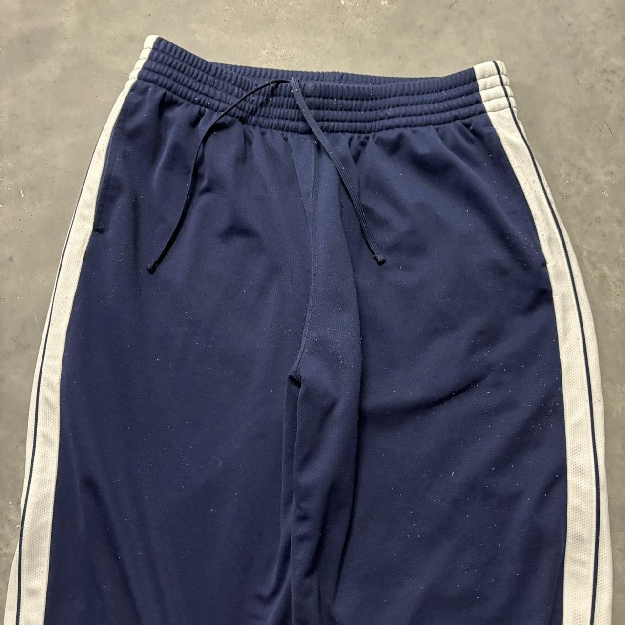 Japanese Brand × Vintage Crazy Vintage Y2K/2000s Baggy Navy Blue Striped Skater Essential Track Pants! Size US 32 / EU 48 - 3 Thumbnail