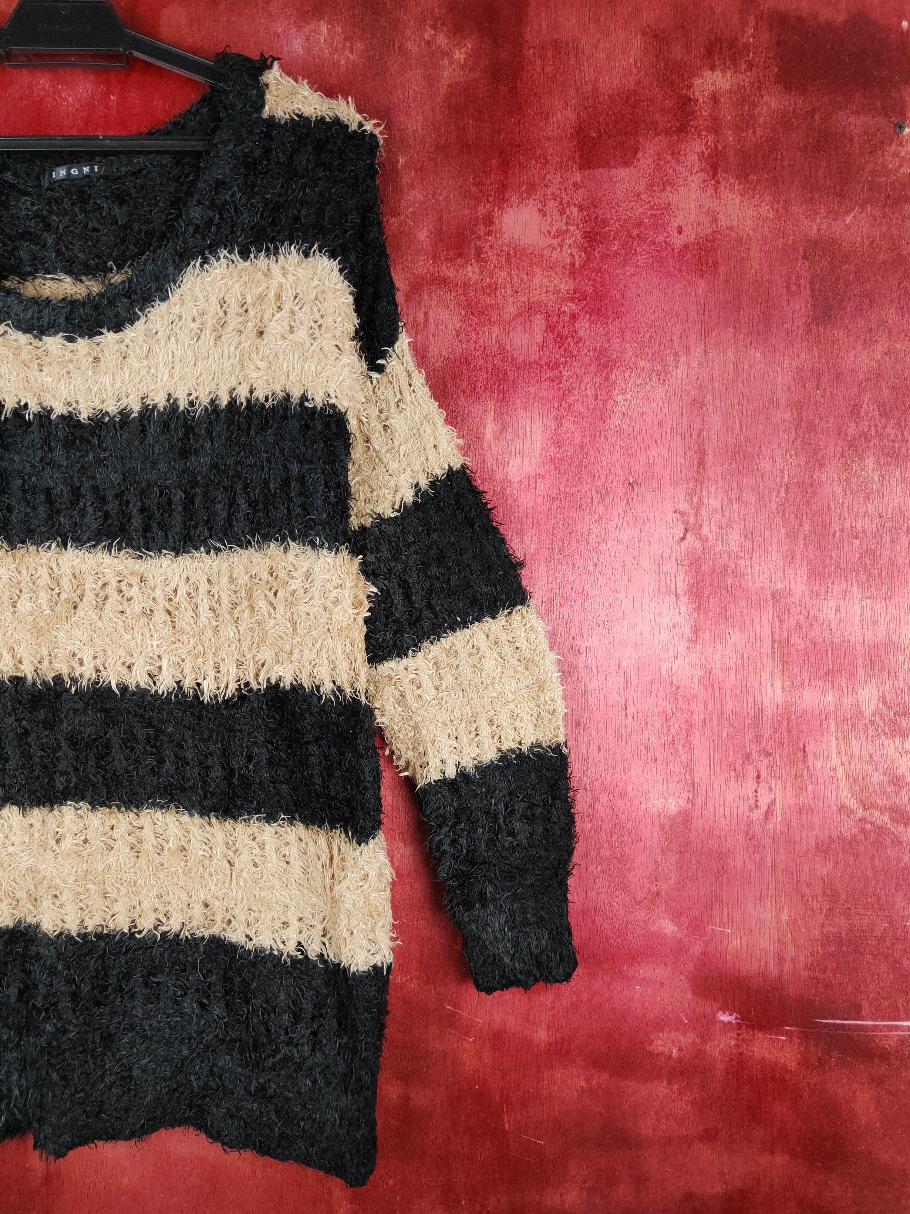 Homespun Knitwear × Japanese Brand × Solid and Striped Ingni Black Brown Shag Shaggy Fur Mohair Knitwear #S1954 Size M / US 6-8 / IT 42-44 - 5 Thumbnail