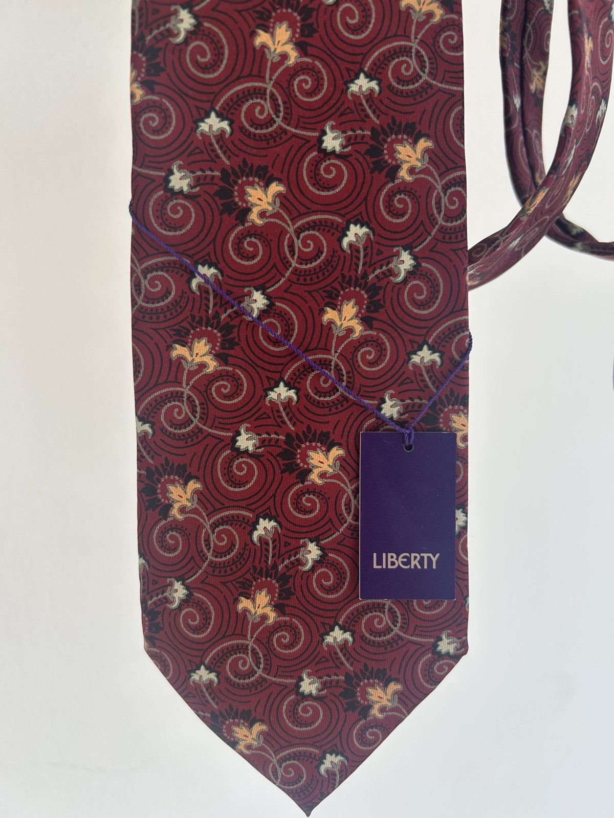 Liberty Liberty Vintage Tie Floral Marroon Size ONE SIZE - 3 Thumbnail