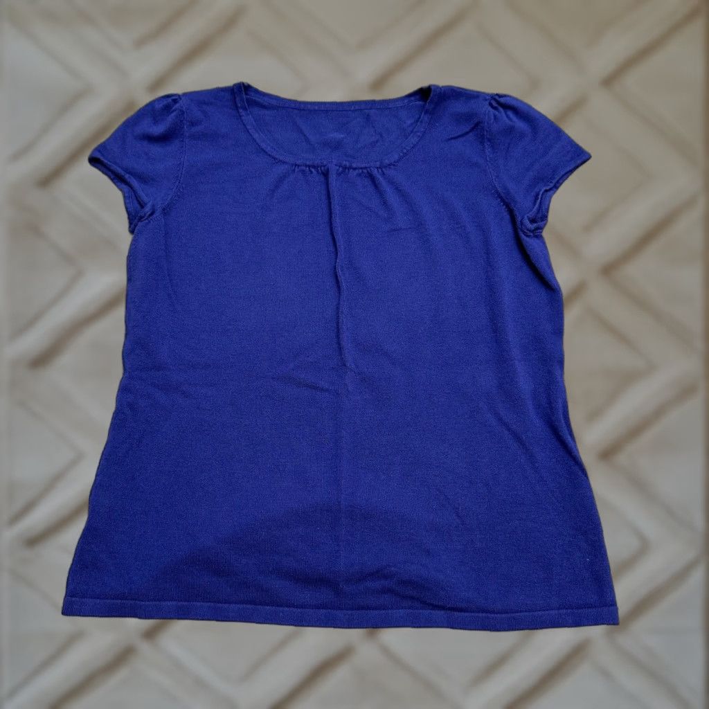 Vintage Unbranded Knit Sweater Top Womens Small Blue Short Sleeve Crew Neck Casual Size S / US 4 / IT 40 - 1 Thumbnail
