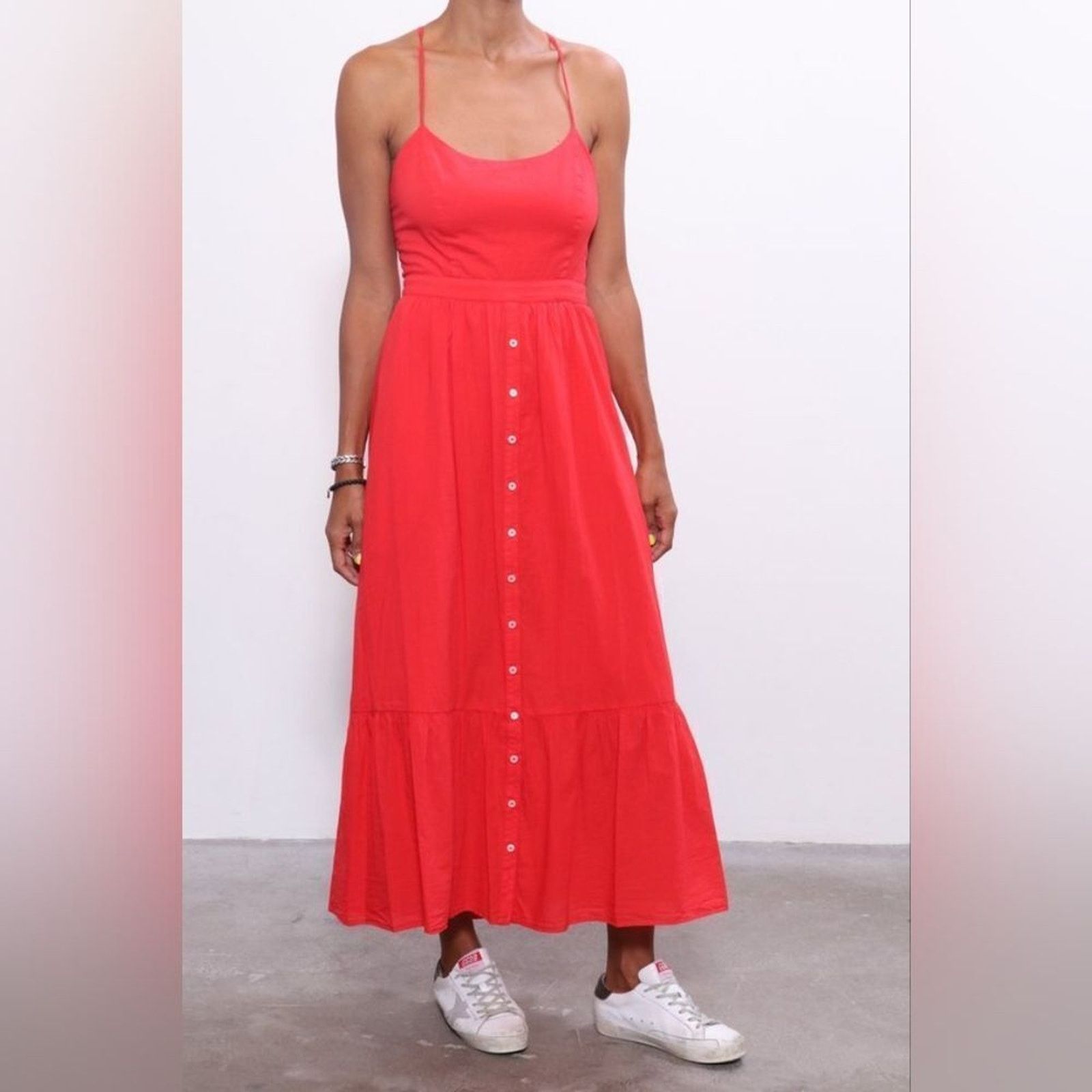 Xirena Xirena Red Torch Lena Strappy Button Front Maxi Dress Sz L Size L / US 10 / IT 46 - 1 Thumbnail
