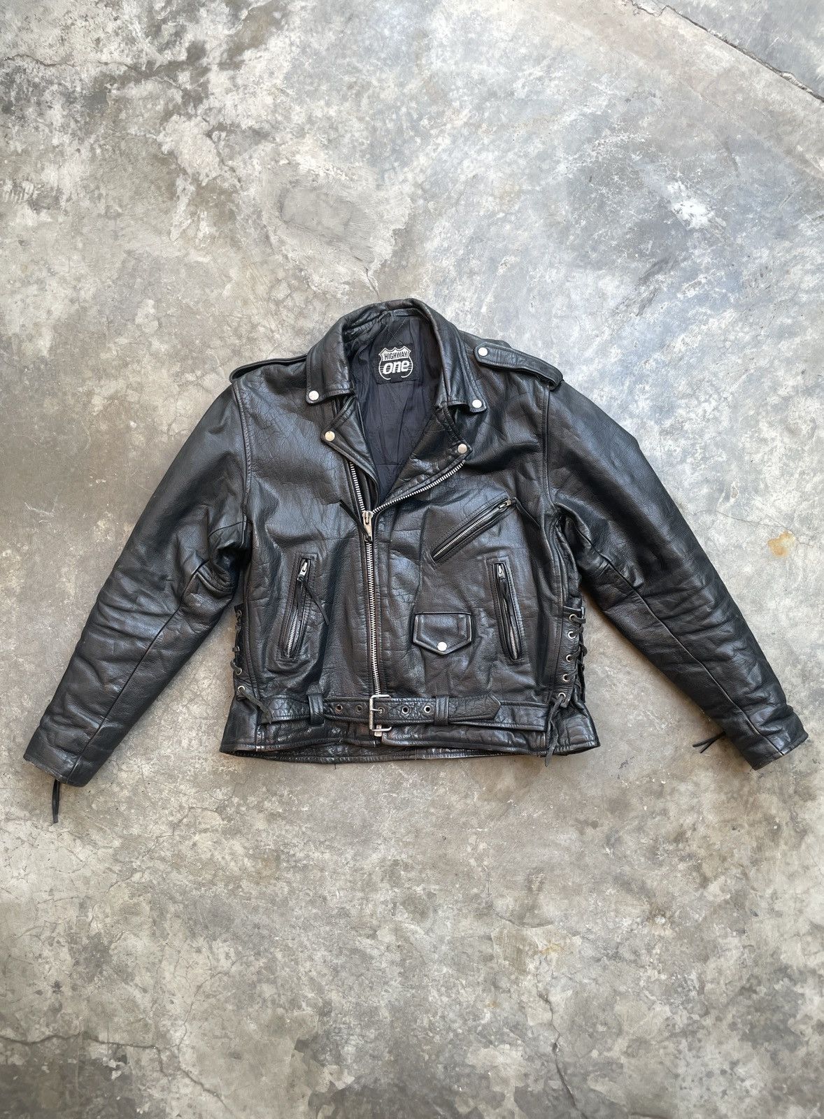 image of Ramones Leather Jacket Ox Hide Materials 1990's in Black, Men's (Size Large)