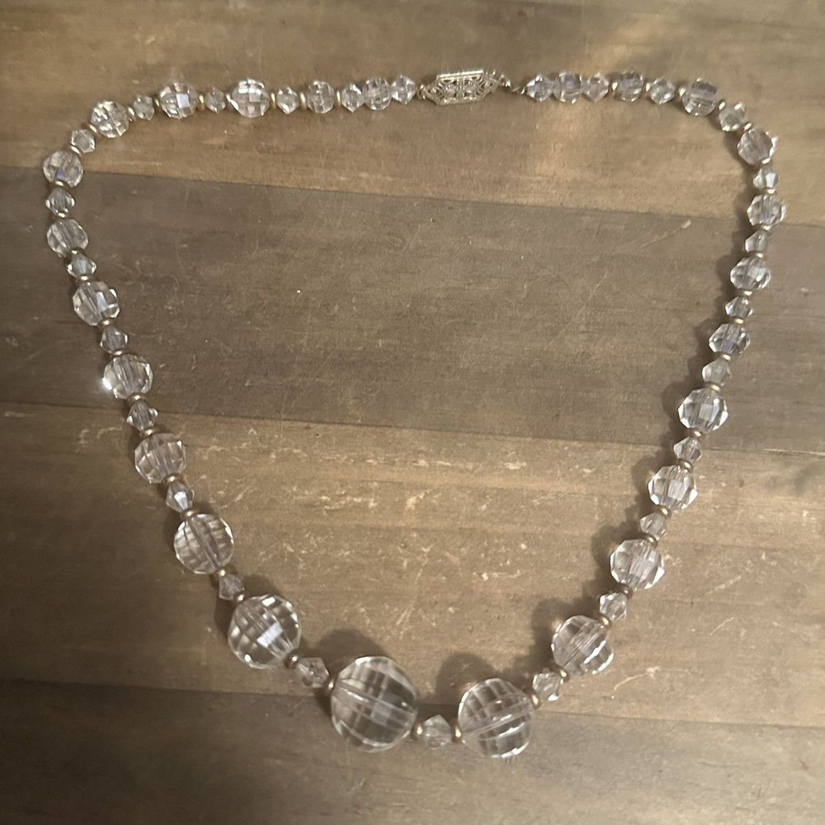 Vintage Vintage faceted clear glass bead necklace Size ONE SIZE - 2 Thumbnail