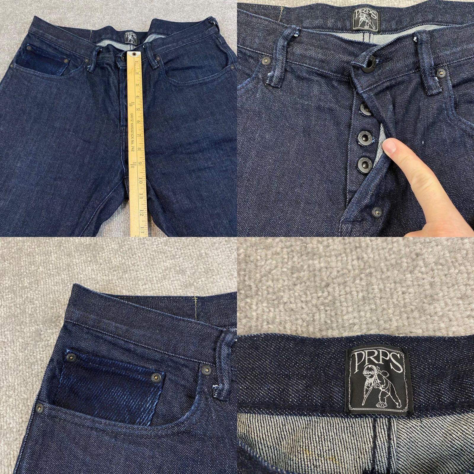 Prps PRPS Demon Jeans Mens 34x26 Blue Dark Wash Denim Pants Button Fly 5-Pocket Regular Size US 34 / EU 50 - 8 Thumbnail