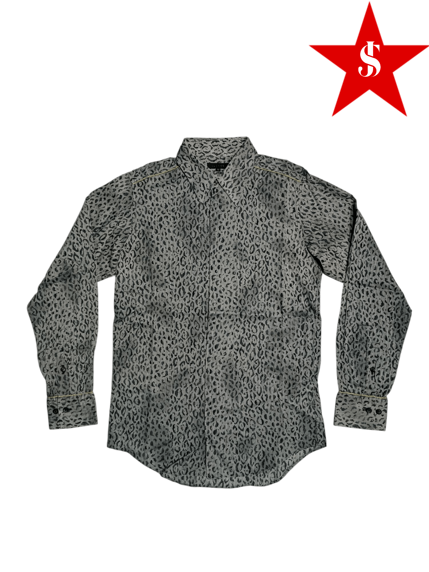 Japanese Brand Grey Leopard Print Long Sleeve Shirt Size US M / EU 48-50 / 2 - 1 Thumbnail