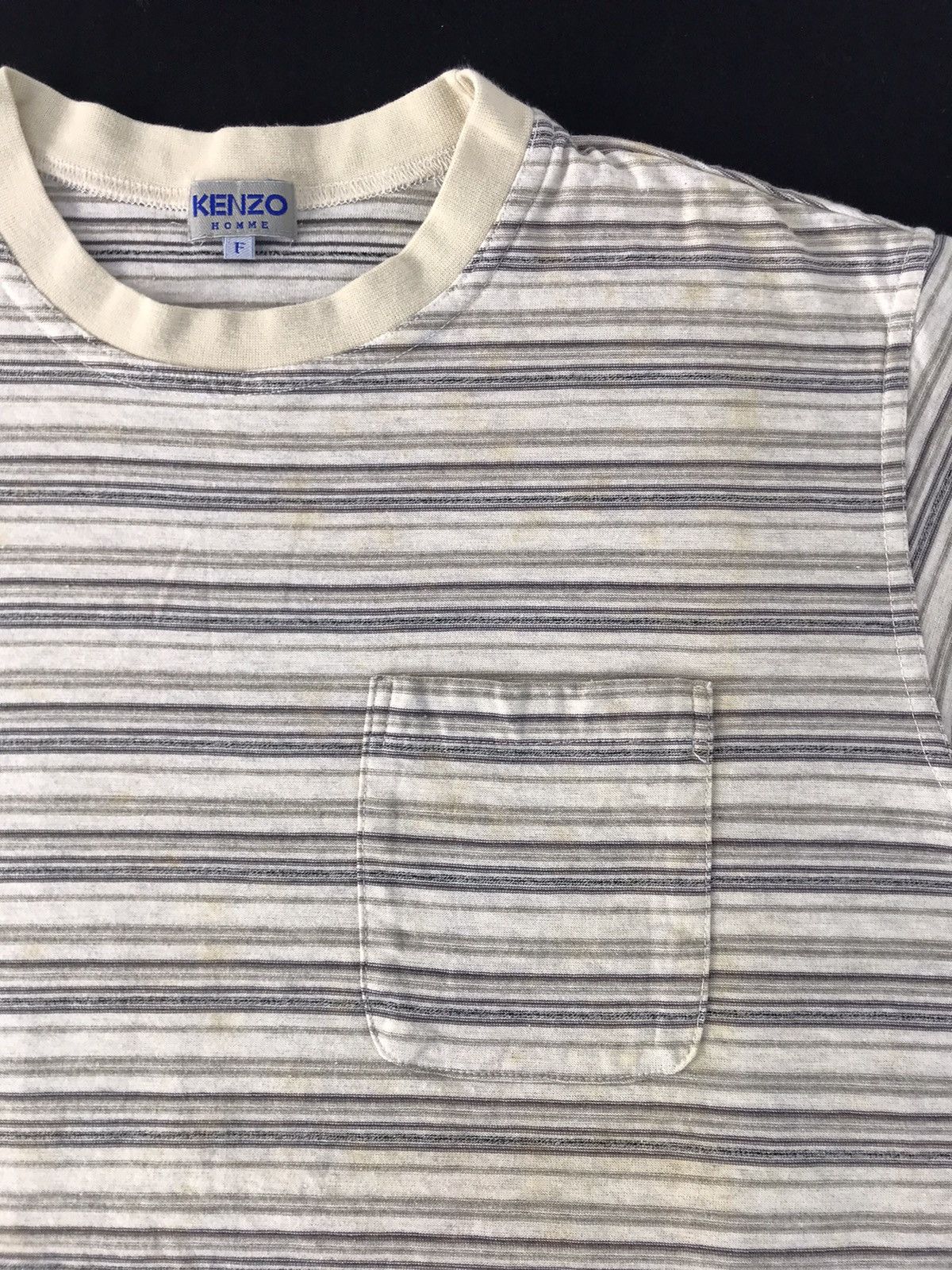 Kenzo 90s Kenzo Homme Horizontal Striped Single Pocket Printed Tee Size US M / EU 48-50 / 2 - 3 Thumbnail