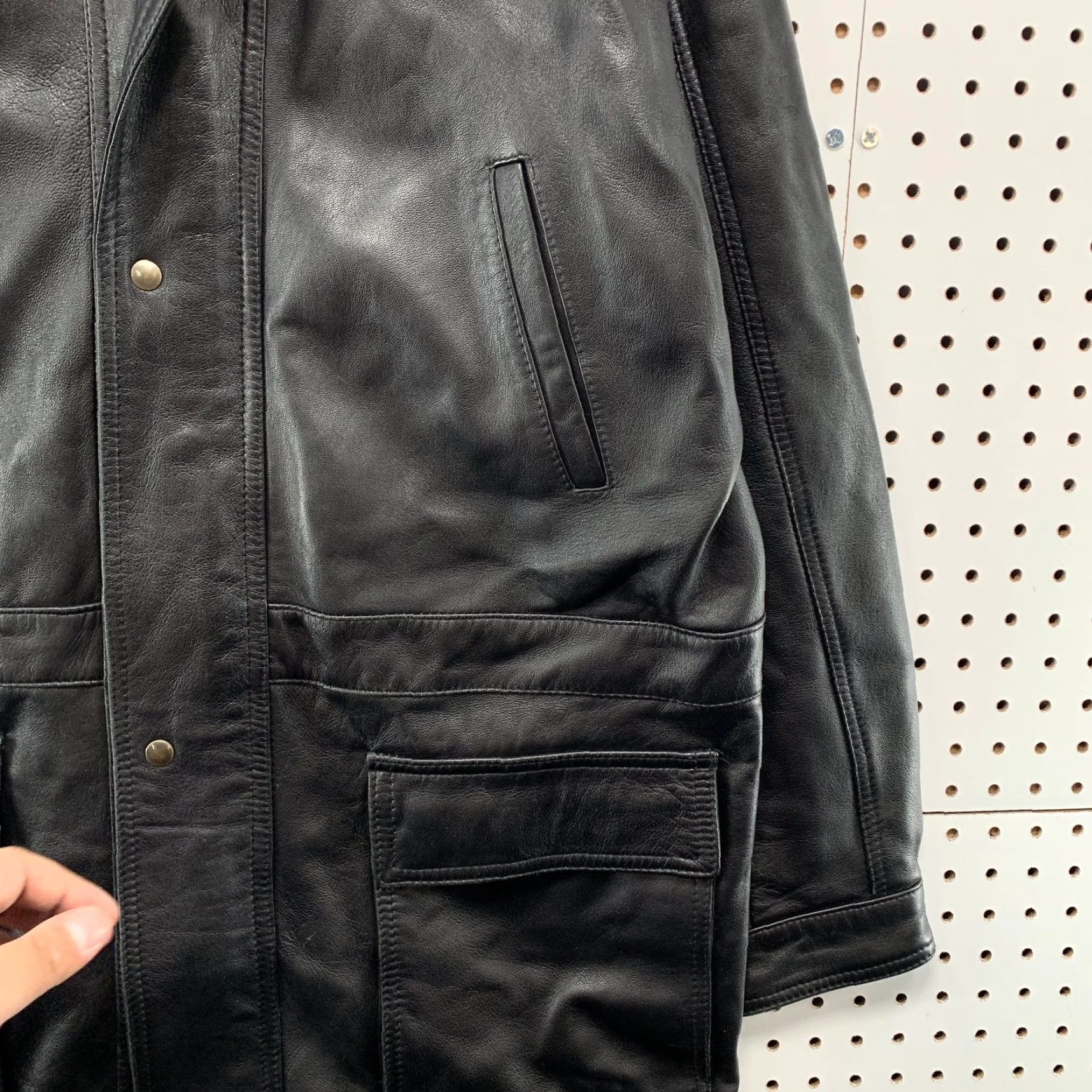 Vera Pelle VINTAGE Vera Pelle Leather Coat Mens 52 Black Car Coat Field Jacket Made Italy Jacket Mens 52 Black Italy Leather Coat Vintage Vera Pelle Size US L / EU 52-54 / 3 - 6 Thumbnail