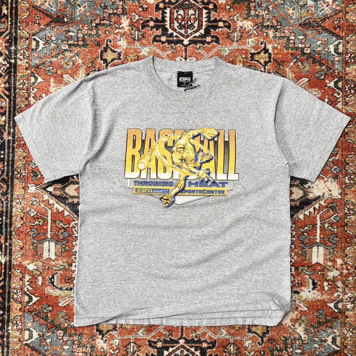Vintage Vintage 1990s gray made in USA ESPN baseball MLB T-shirt Size US L / EU 52-54 / 3 - 1 Thumbnail