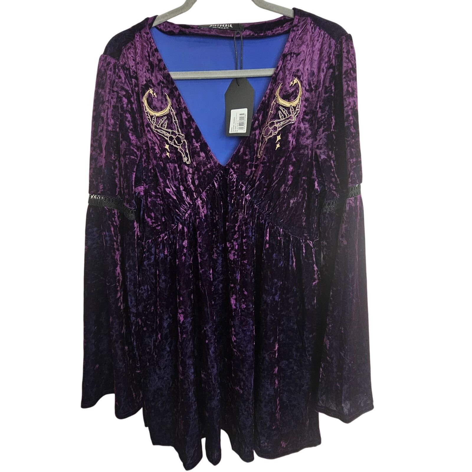 Disturbia NEW Disturbia Goth Dress 12 Heartache Crushed Velour Lace Size XL / US 12-14 / IT 48-50 - 1 Thumbnail