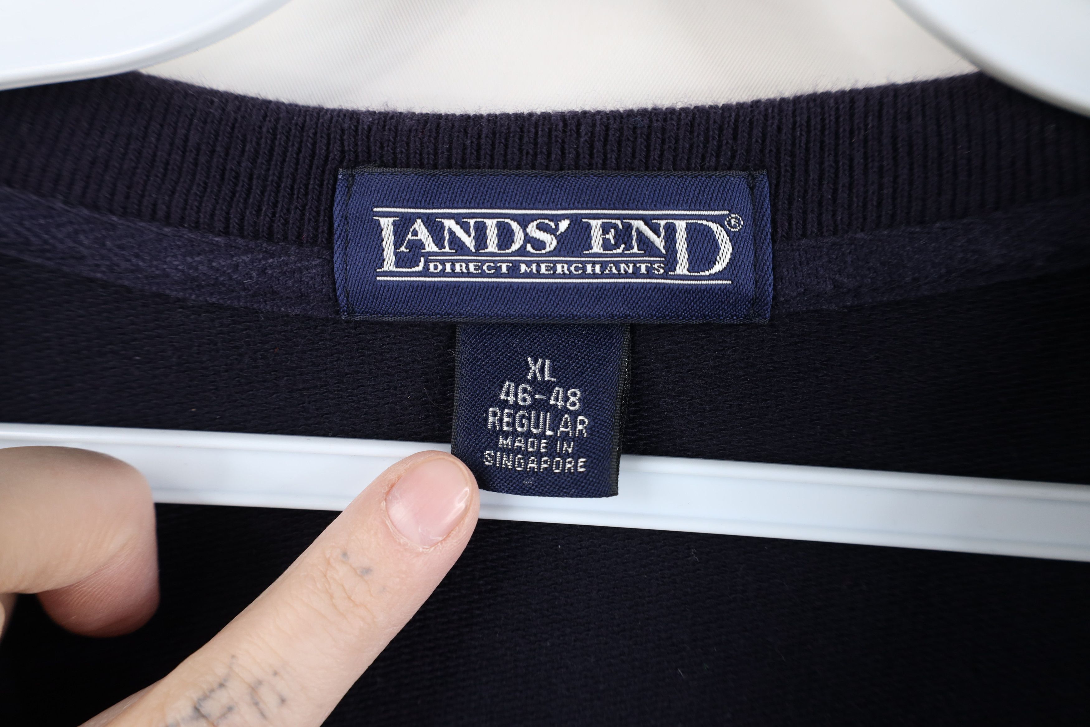 Lands' End Vintage 90s Lands End Blank French Terry Sweater Navy Blue Size US XXL / EU 58 / 5 - 4 Thumbnail