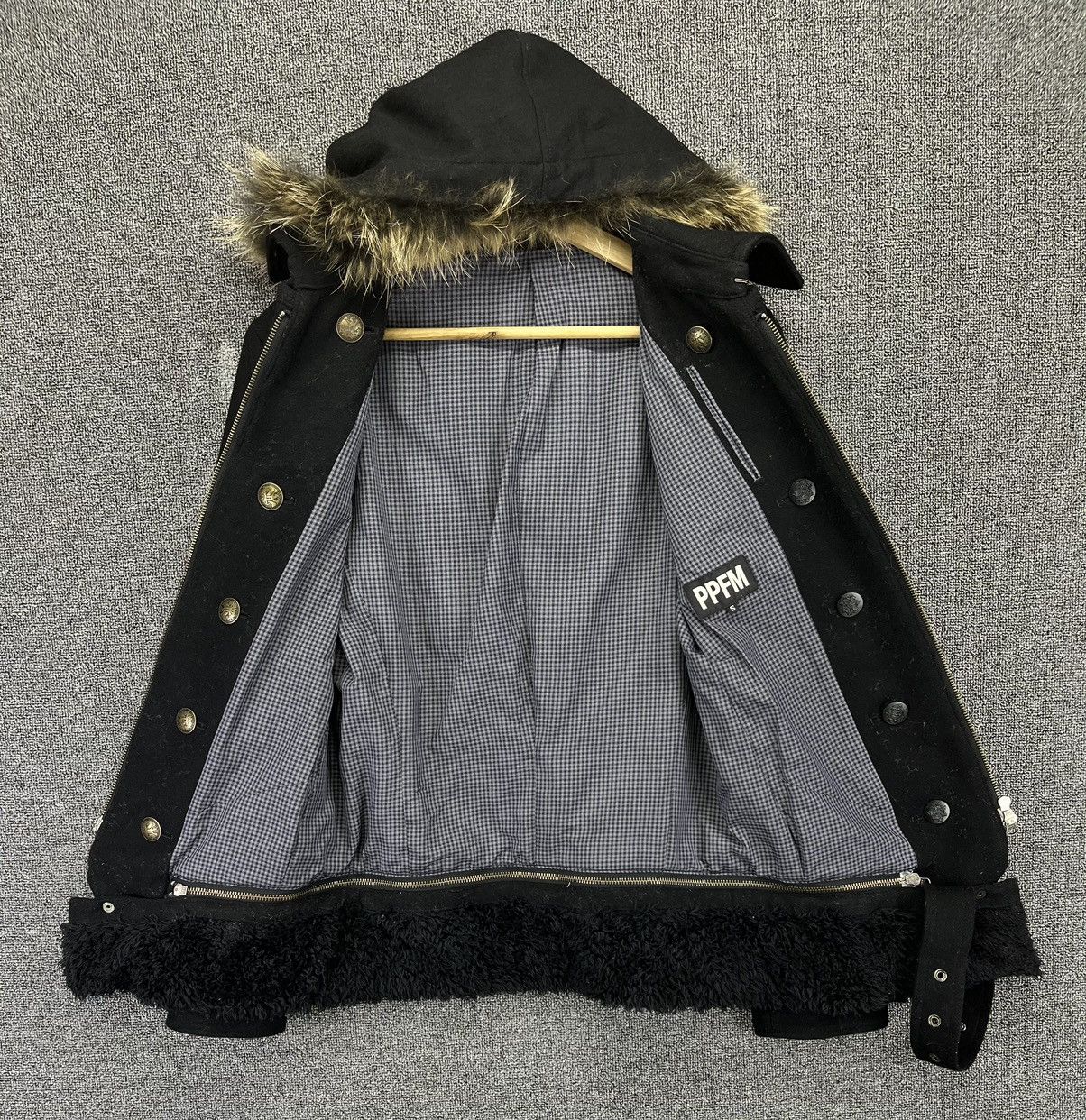 PPFM Vintage PPFM Fur Hoodie Punk Style Wool Jacket Size US S / EU 44-46 / 1 - 6 Thumbnail