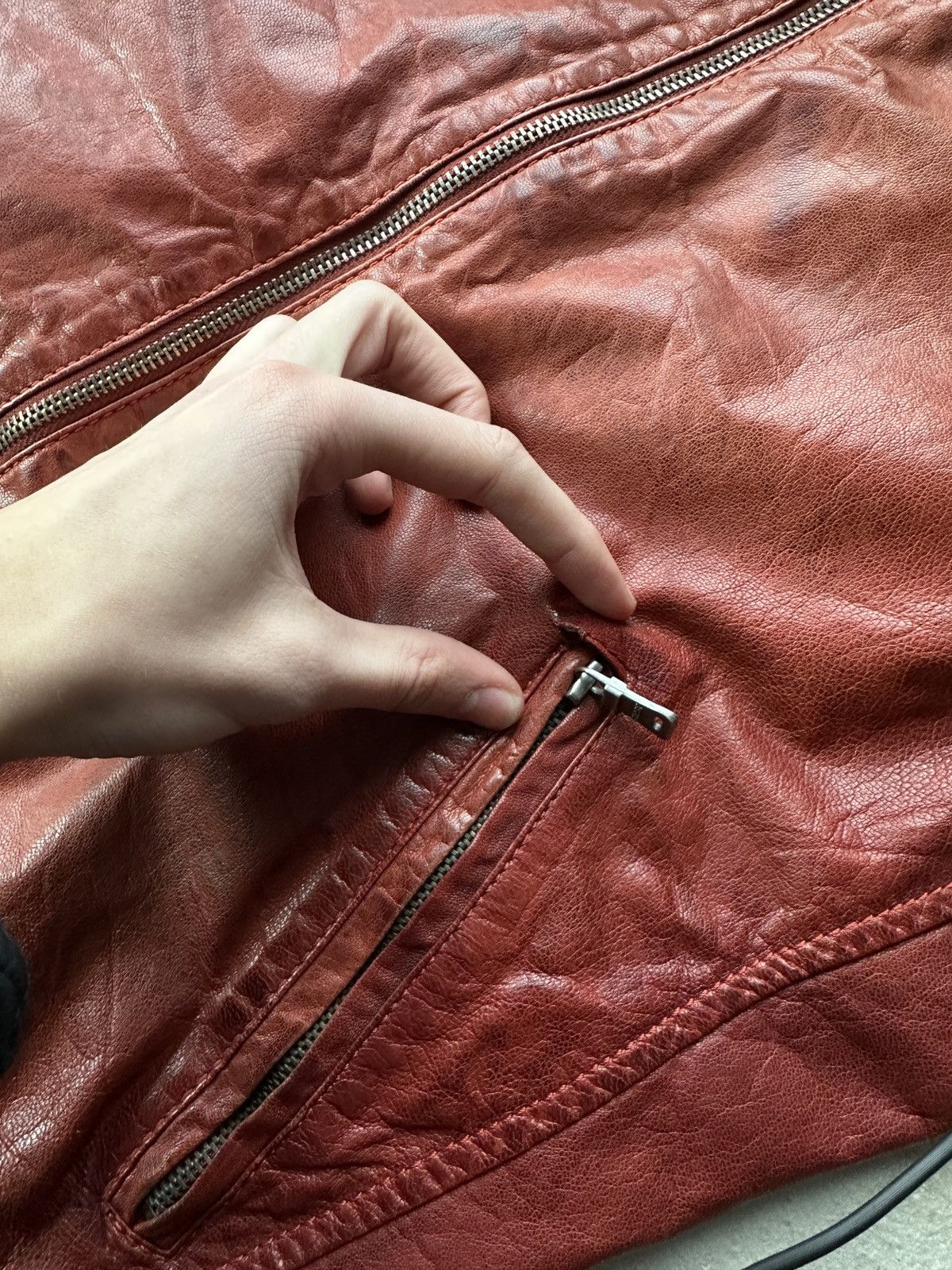 Gypsy 🚨VNTG LEATHER JACKET AVANT GARDE ASYMMETRICAL BROWN MOTO Size US XL / EU 56 / 4 - 8 Thumbnail