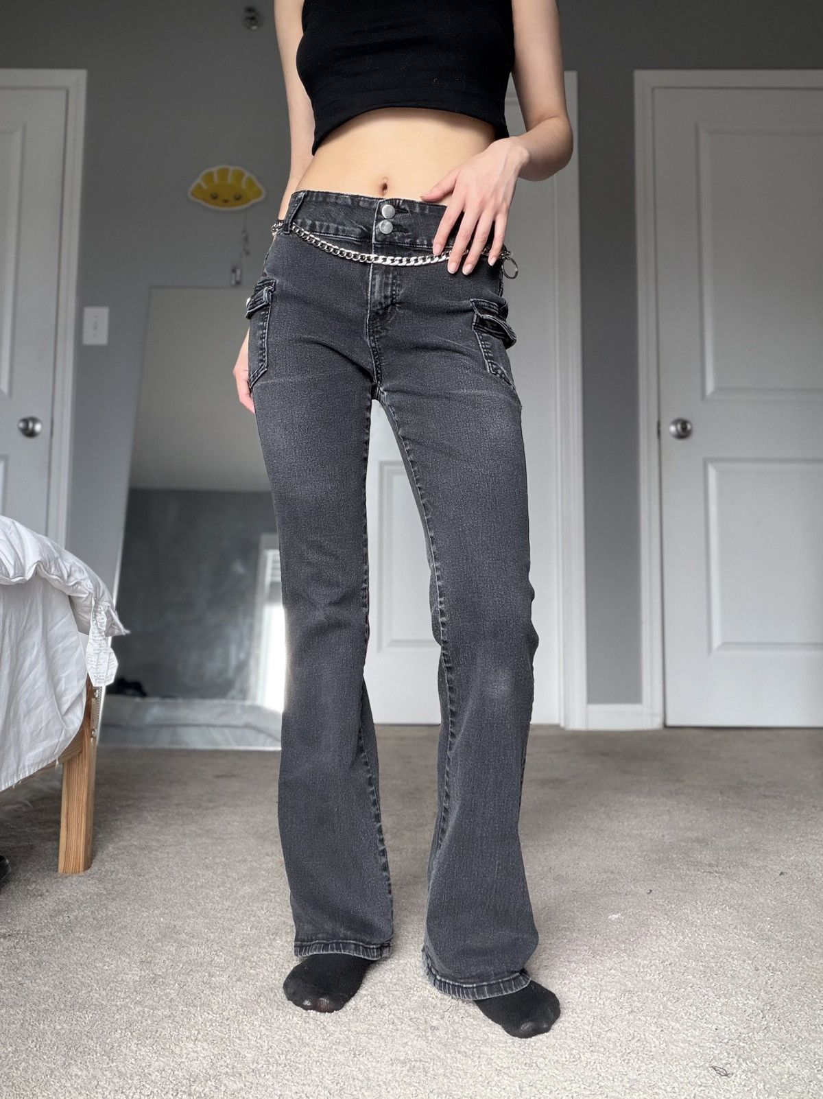 Other Y2K Cargo Pocket Flare Jeans Size 28" / US 6 / IT 42 - 6 Thumbnail