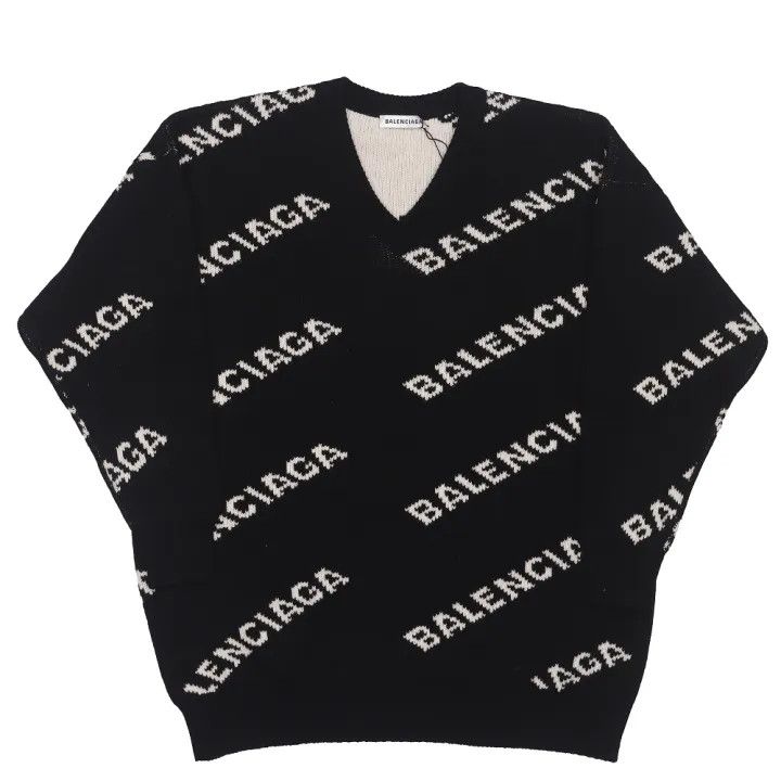 Balenciaga Balenciaga V-Neck Casual Knit Sweater Black 0079 Size US S / EU 44-46 / 1 - 1 Thumbnail