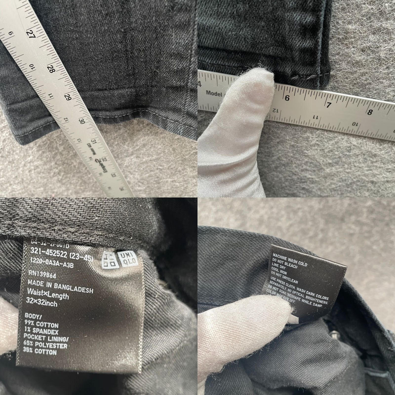 Uniqlo Uniqlo Jeans Slim Stretch Selvedge Mens 32x32 Black Slim Fit Denim 5-Pocket Straight Vintage No Size US 32 / EU 48 - 8 Thumbnail