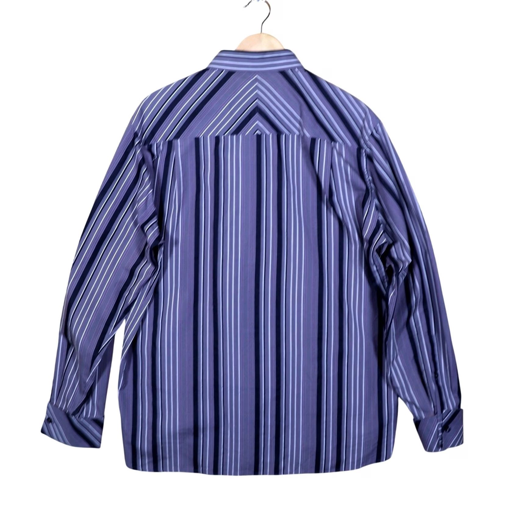 Perry Ellis Perry Ellis Mens L Striped Button Down Long Sleeve Dress Shirt Purple Size 42R - 4 Thumbnail