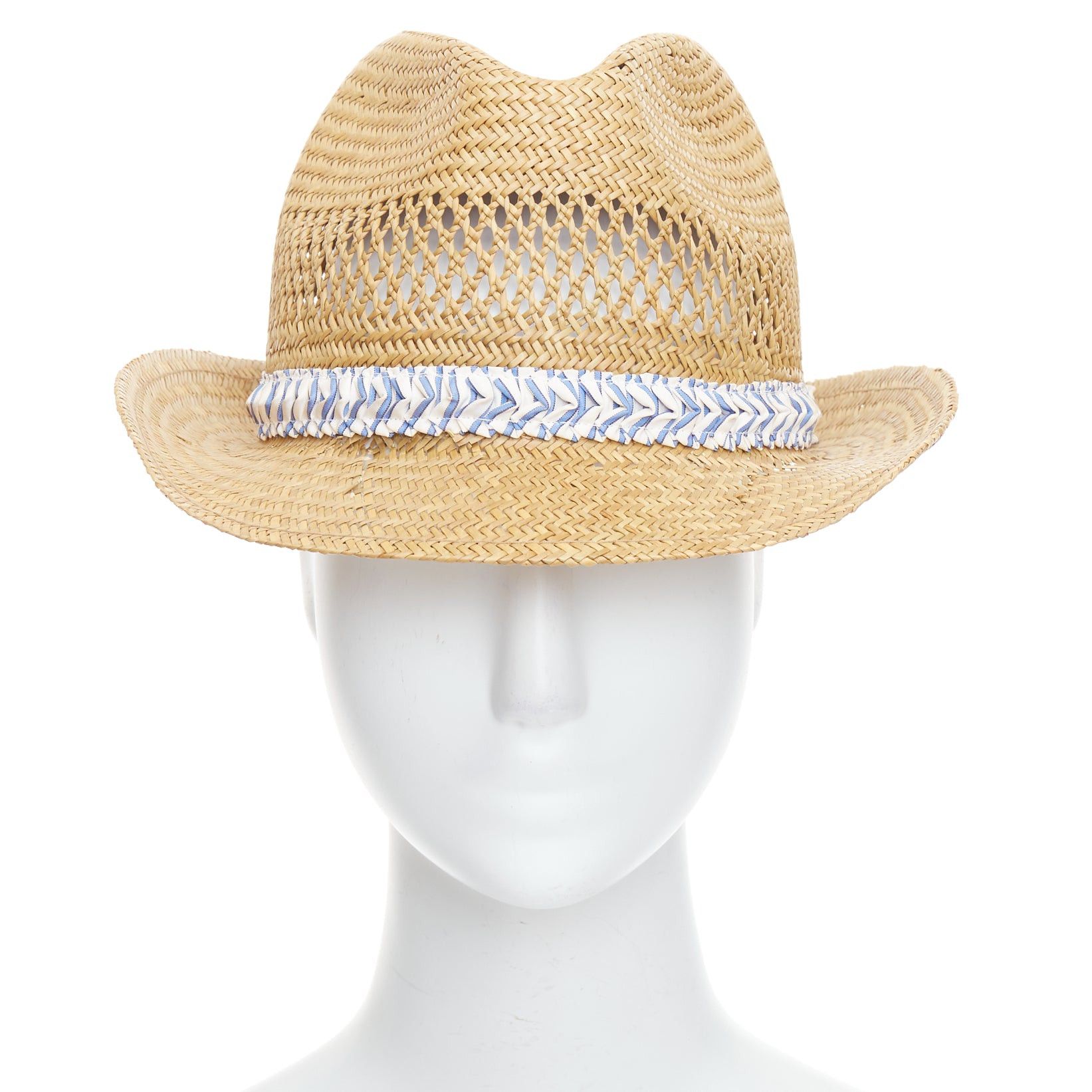 Comme des Garcons COMME DES GARCONS SHIRT 100% vegetable straw tan ribbon trim fedora hat Size ONE SIZE - 1 Thumbnail