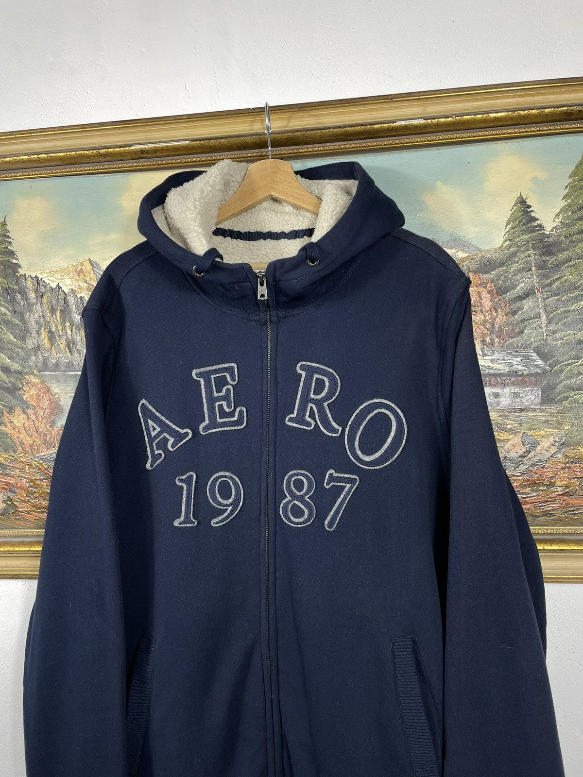 Aeropostale Grunge Cyber Goth Sherpa Lined Skater Zip Up Hoodie! Size US XL / EU 56 / 4 - 5 Thumbnail