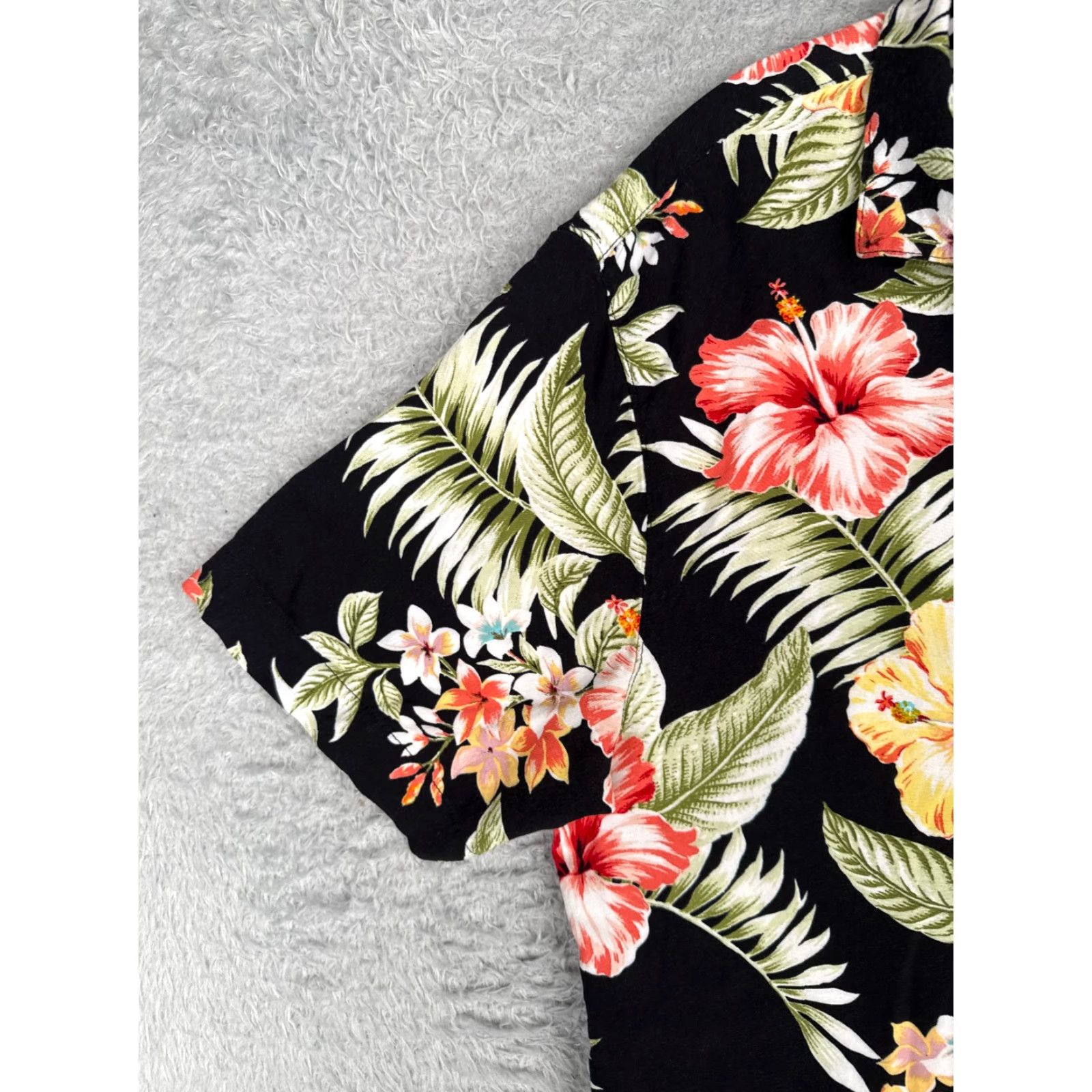 George George Hawaiian Shirt Mens M Black Floral Palm Leaf Button-Up Size US M / EU 48-50 / 2 - 3 Thumbnail