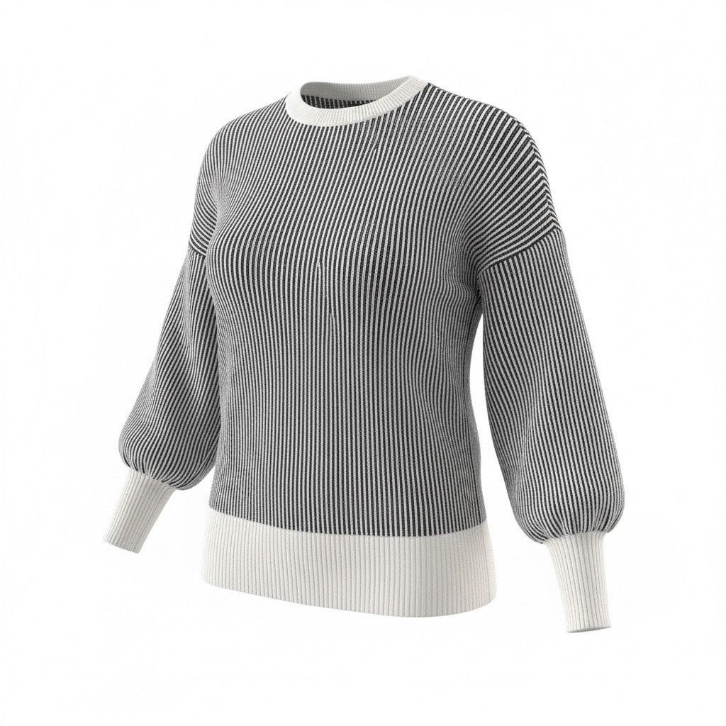 Loft LOFT Outlet Women’s XL Black & Cream Striped Knit Sweater Size XL / US 12-14 / IT 48-50 - 1 Thumbnail