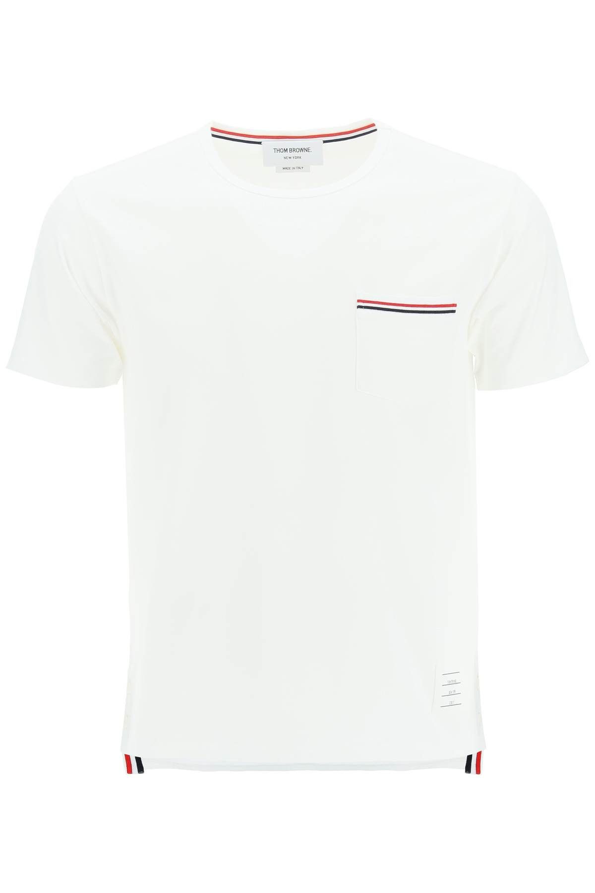 image of Thom Browne T-Shirt With Chest Pocket in White, Men's (Size Small)